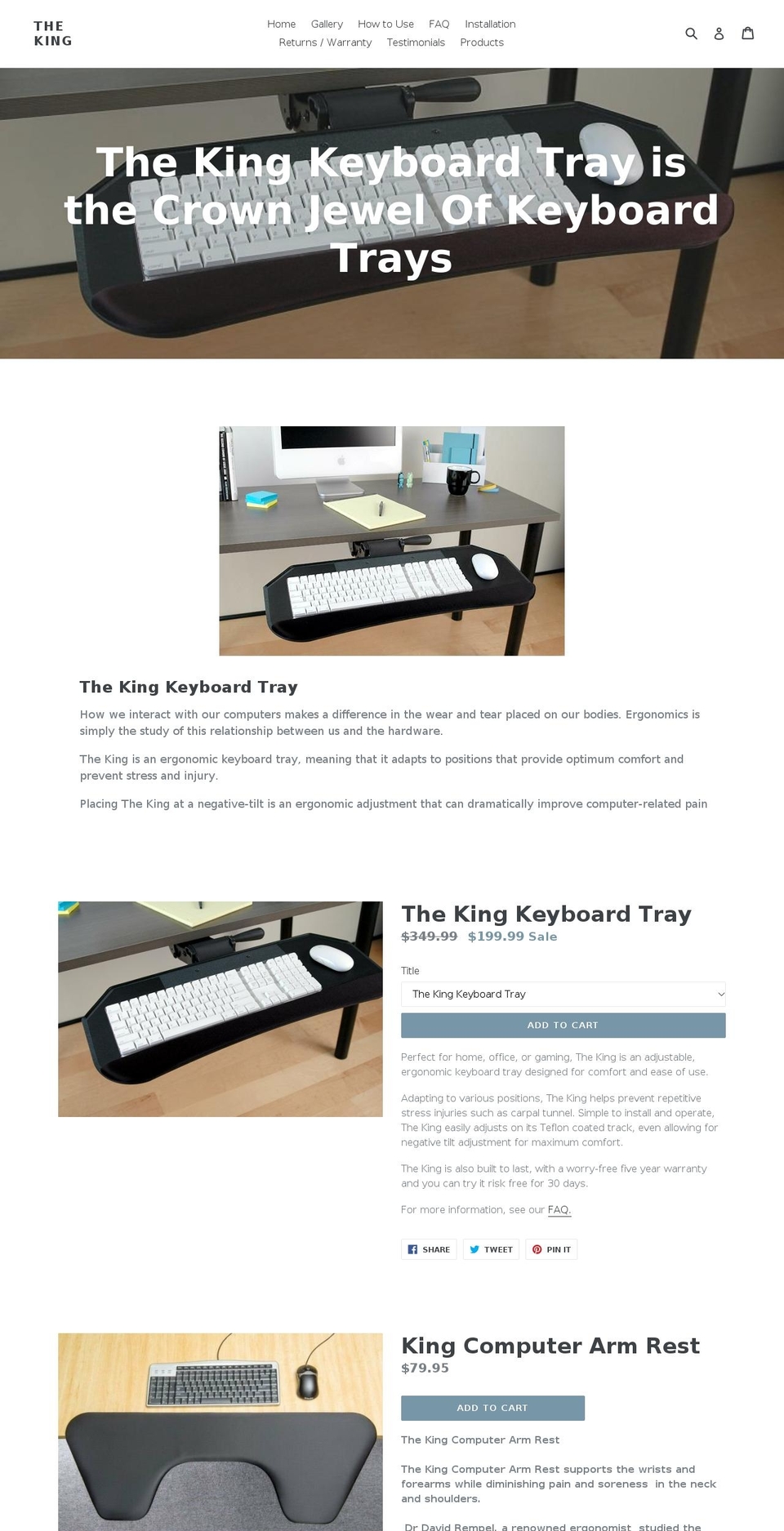 thekeyboardtray.com shopify website screenshot
