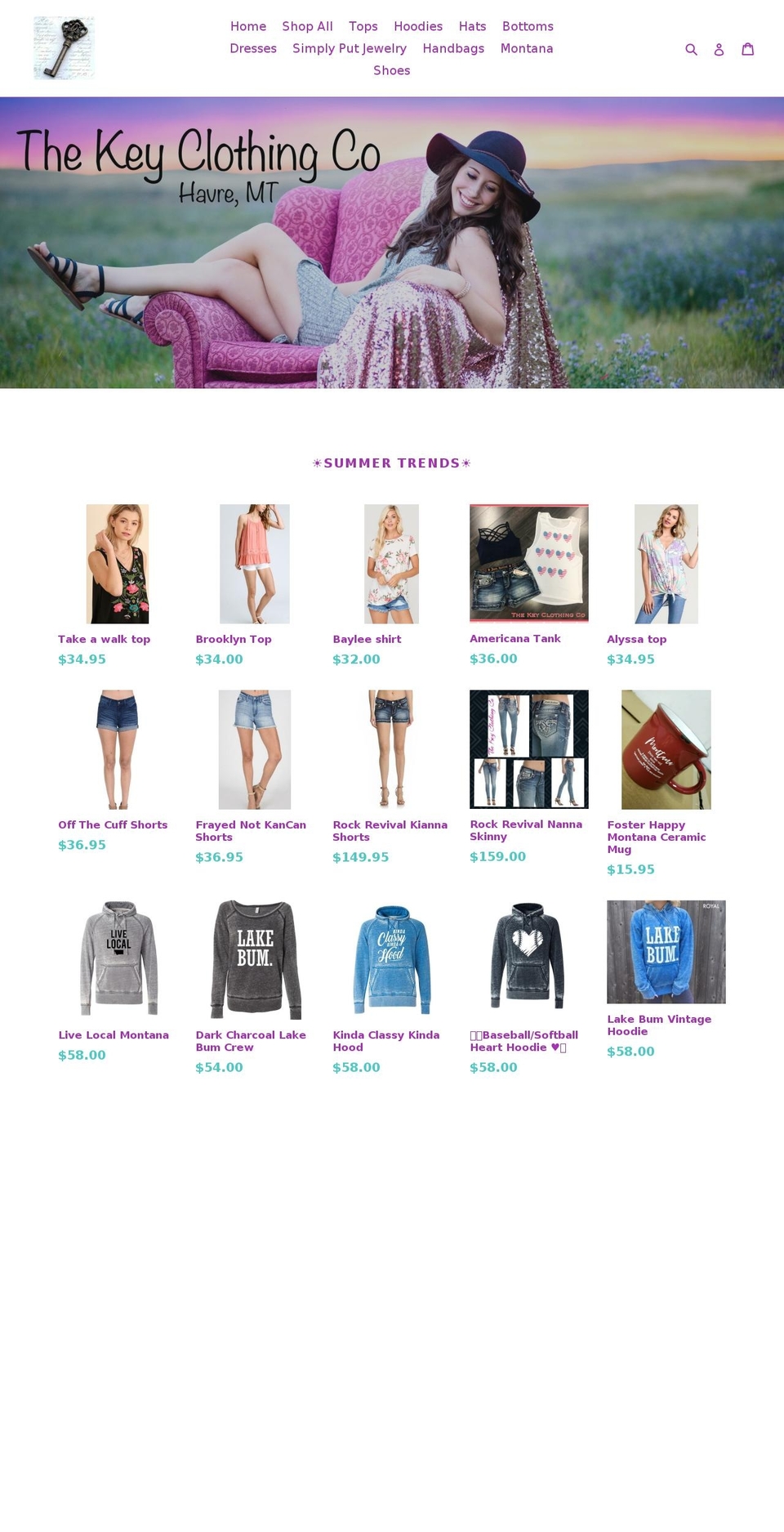 thekeyclothingco.com — Shopify storefront screenshot