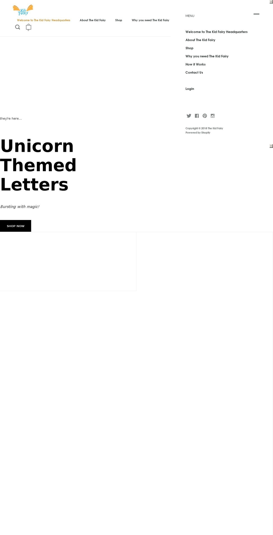 thekidfairy.com — Shopify storefront screenshot