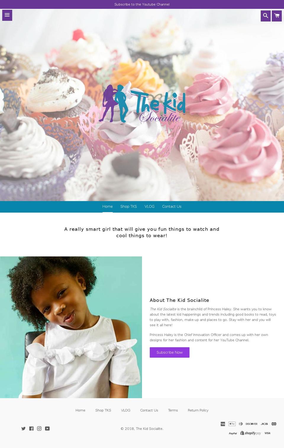thekidsocialite.com — Shopify storefront screenshot