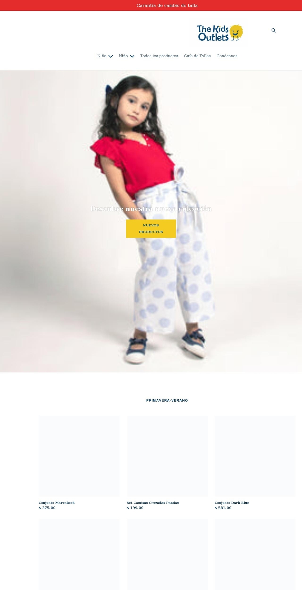 thekidsoutlets.com shopify website screenshot