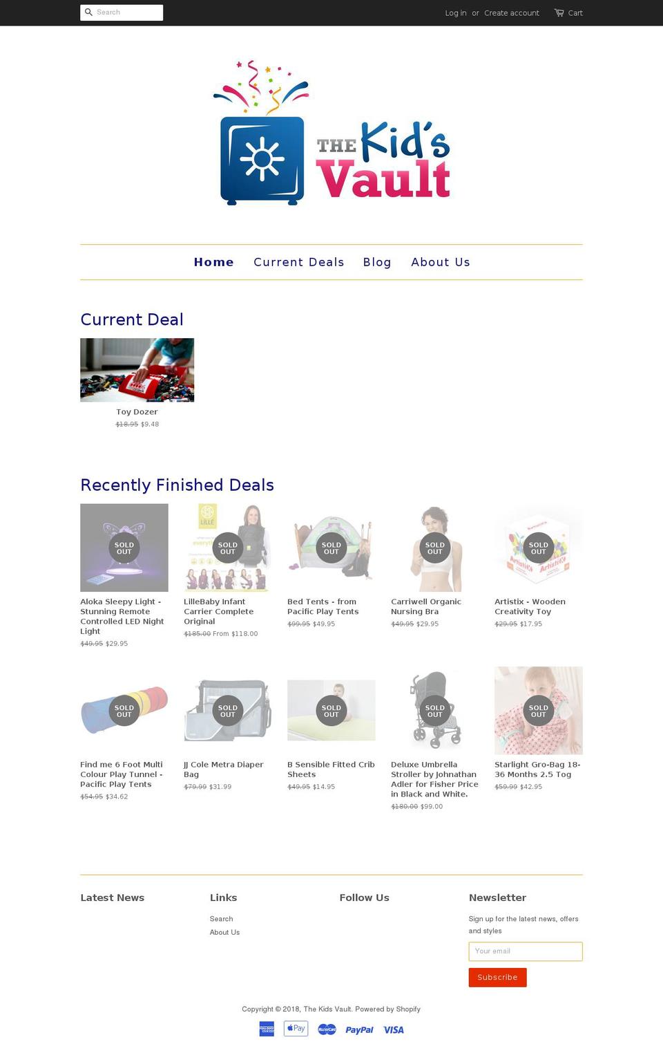 thekidsvault.com — Shopify storefront screenshot