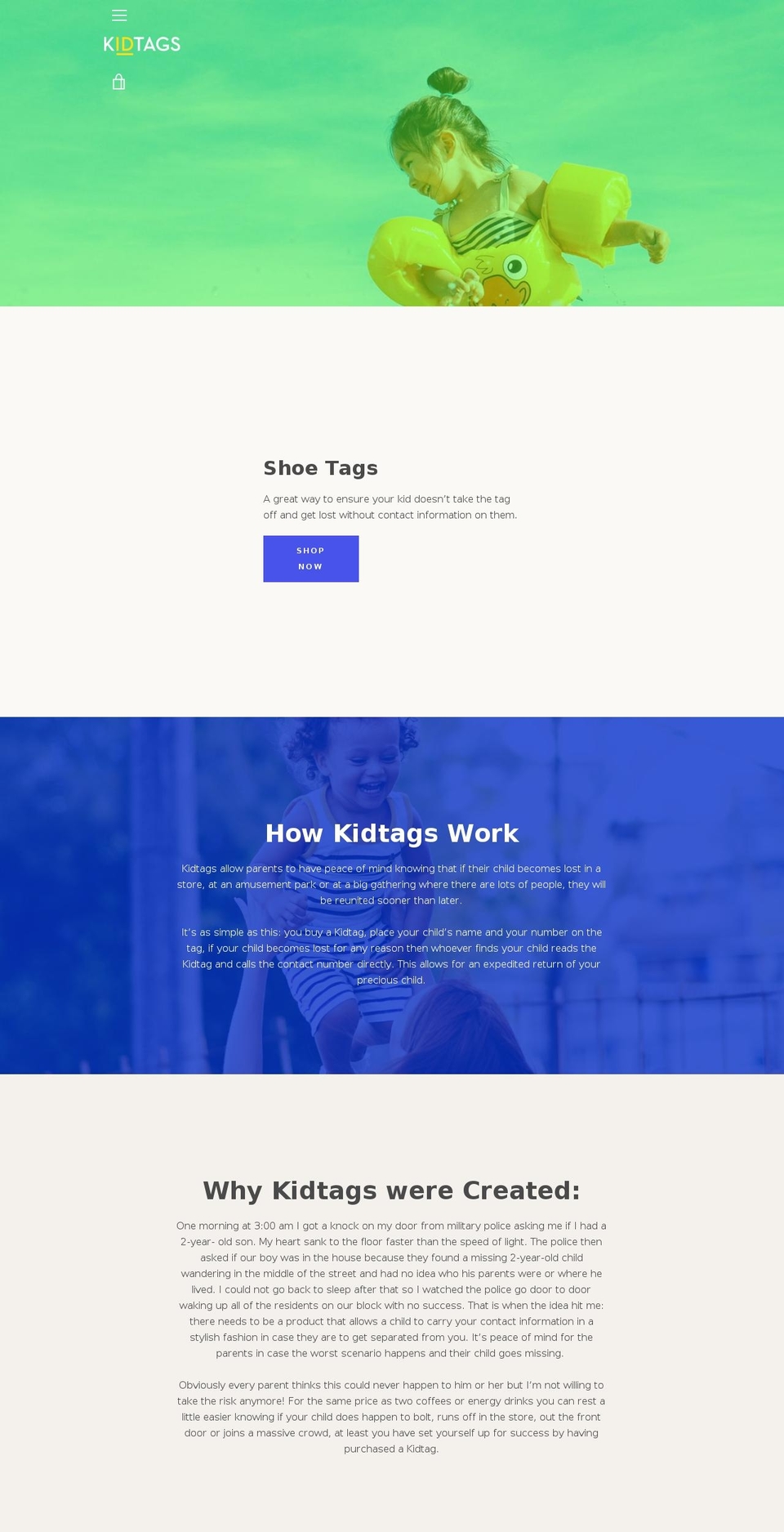 thekidtags.com — Shopify storefront screenshot