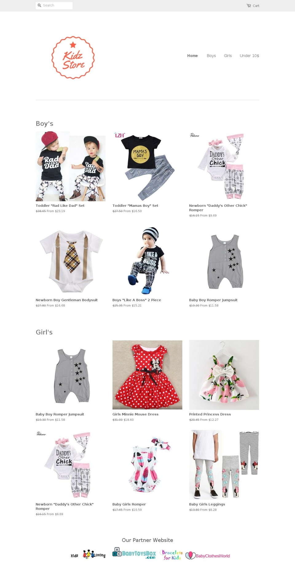 thekidzstore.com — Shopify storefront screenshot