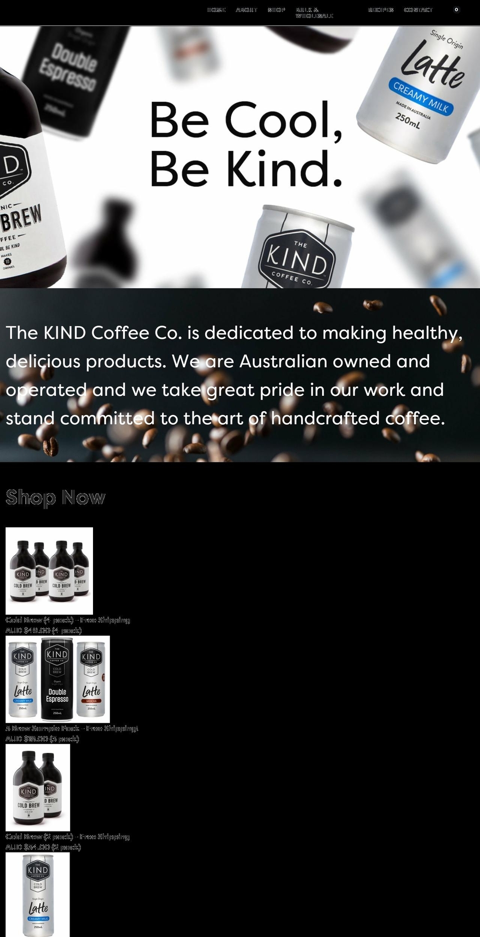 thekindcoffeeco.com shopify website screenshot