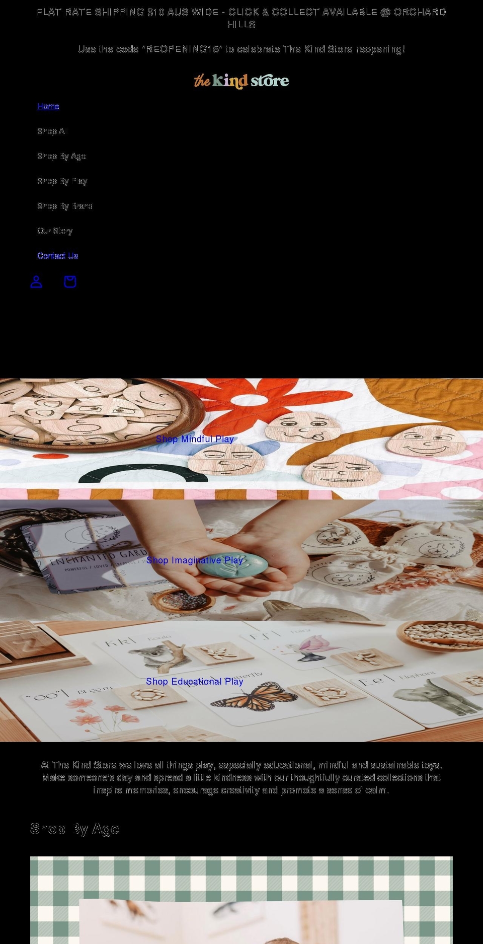 thekindstore.com.au shopify website screenshot