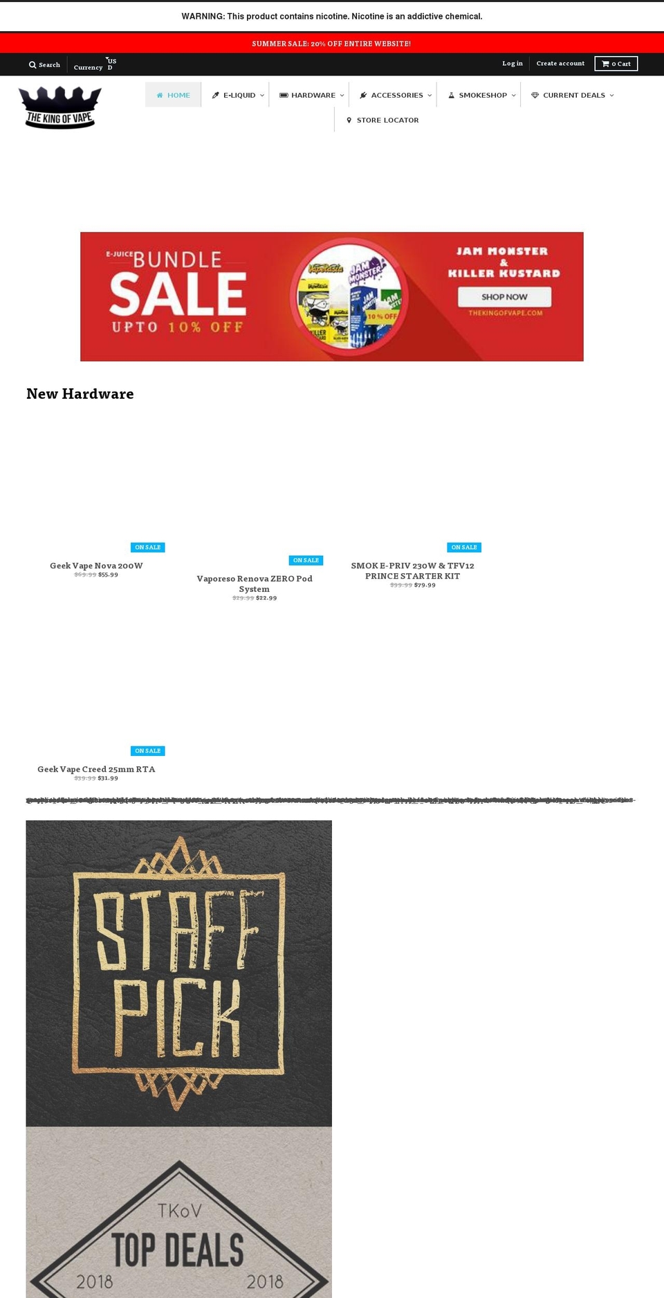 thekingofvape.com shopify website screenshot
