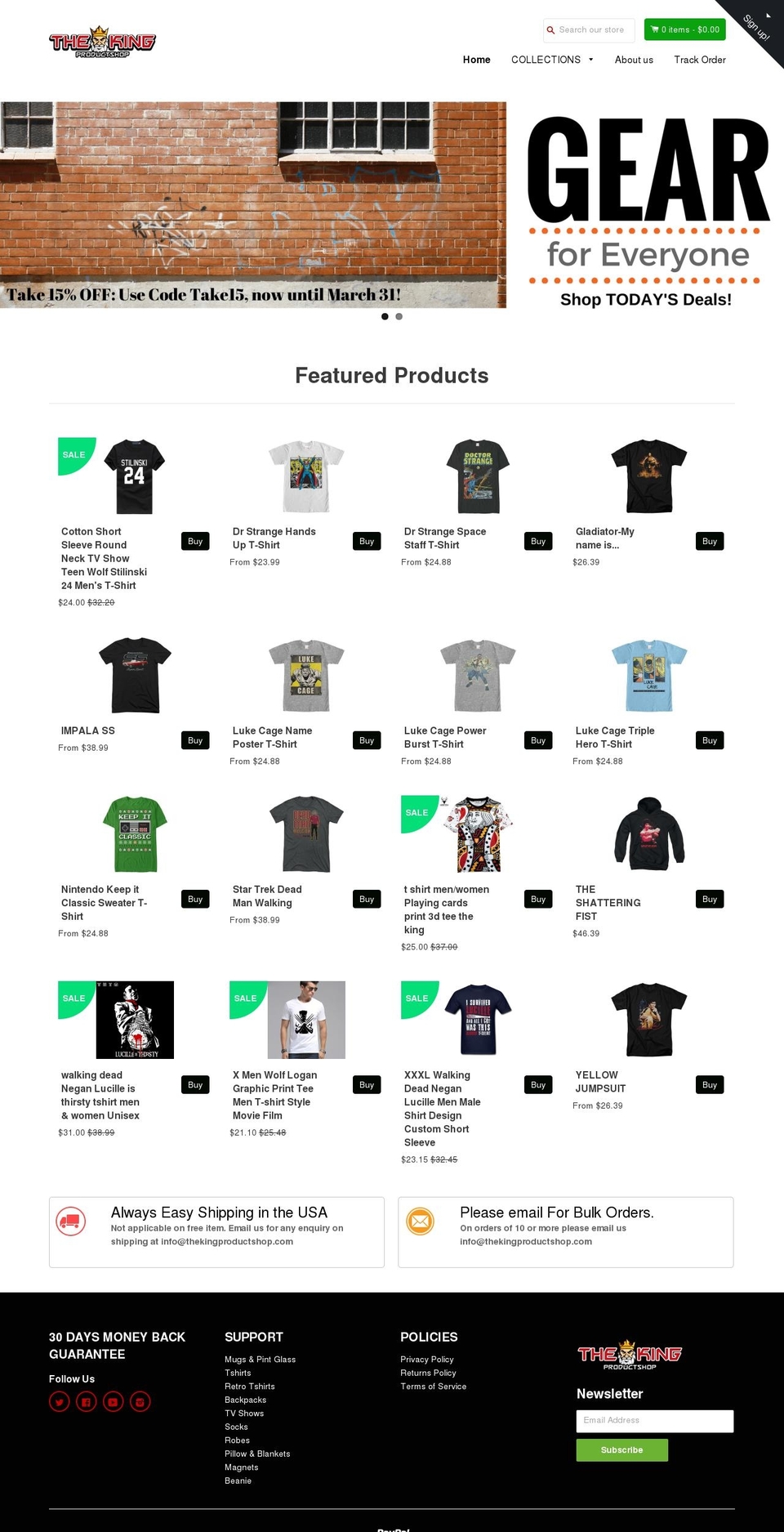 thekingproductshop.com shopify website screenshot