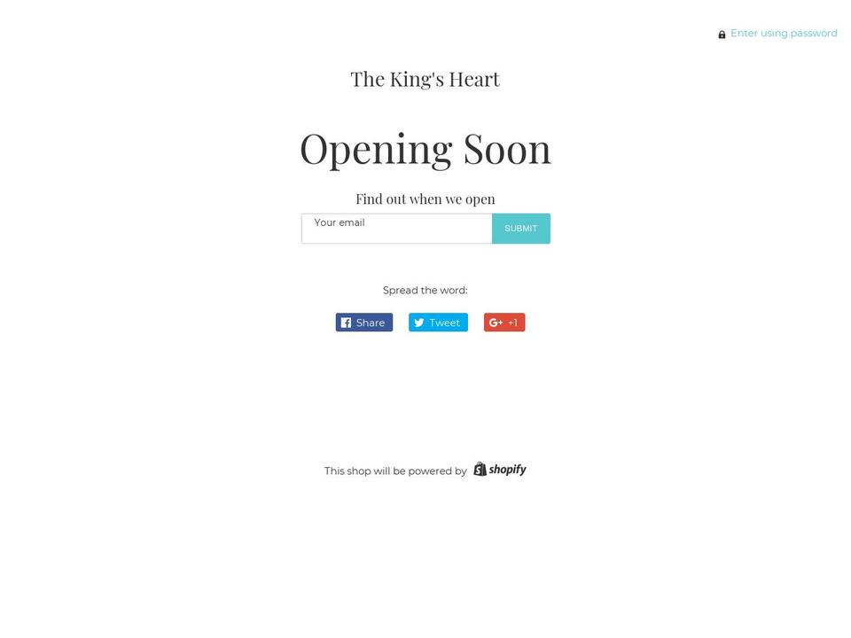 thekingsheart.org shopify website screenshot