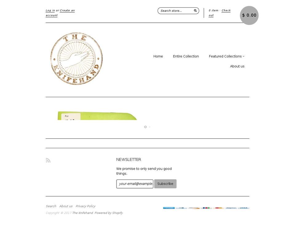 theknifehand.com shopify website screenshot