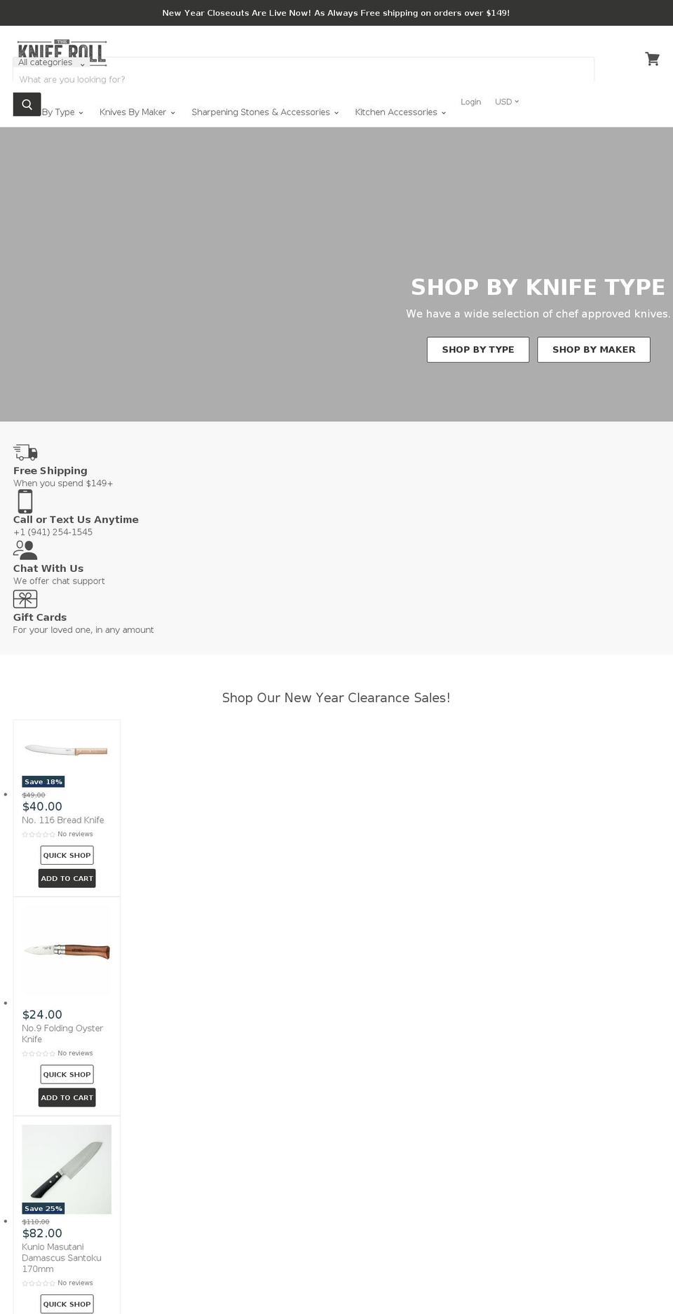 thekniferoll.com shopify website screenshot