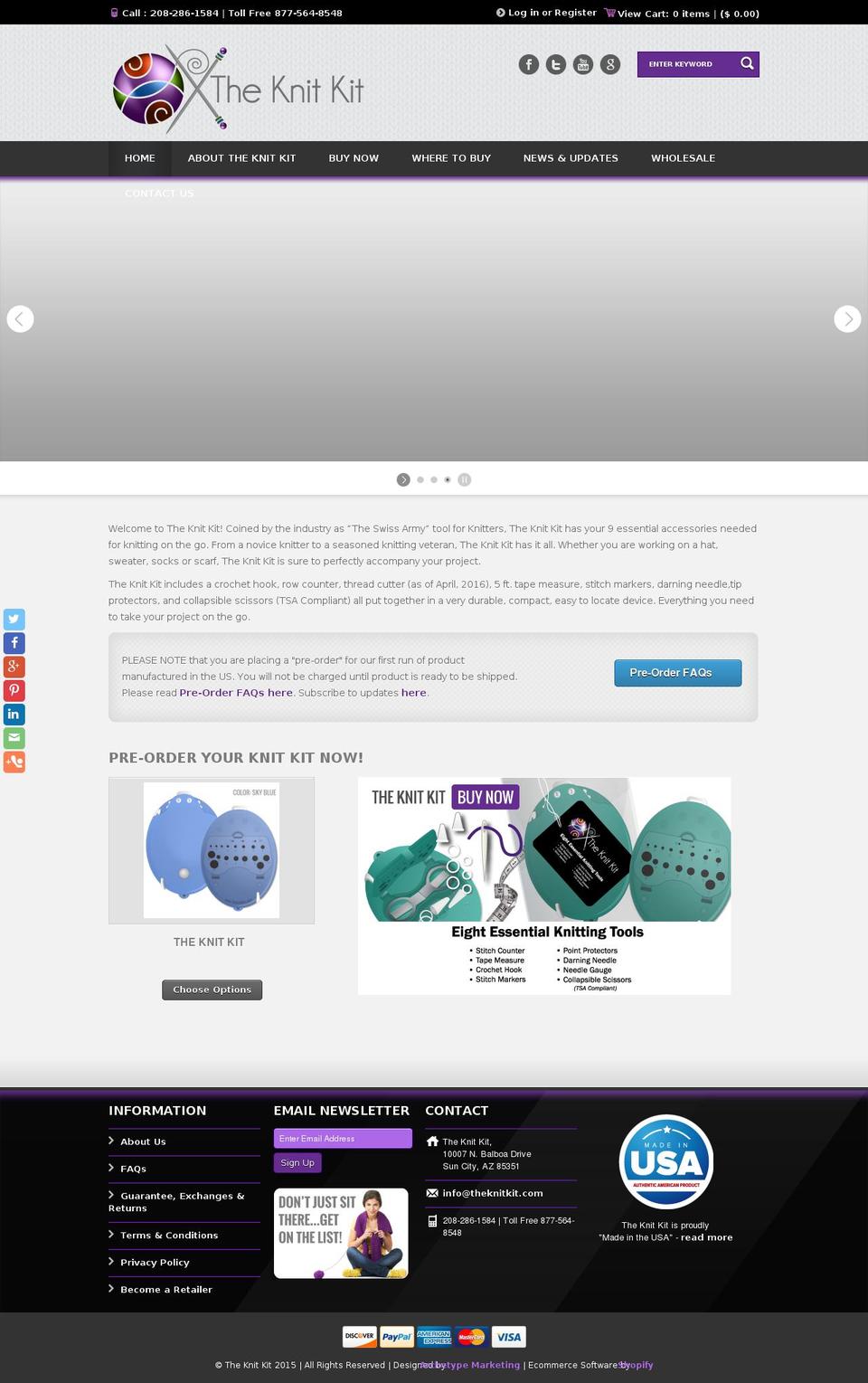 theknitkitstore.com shopify website screenshot