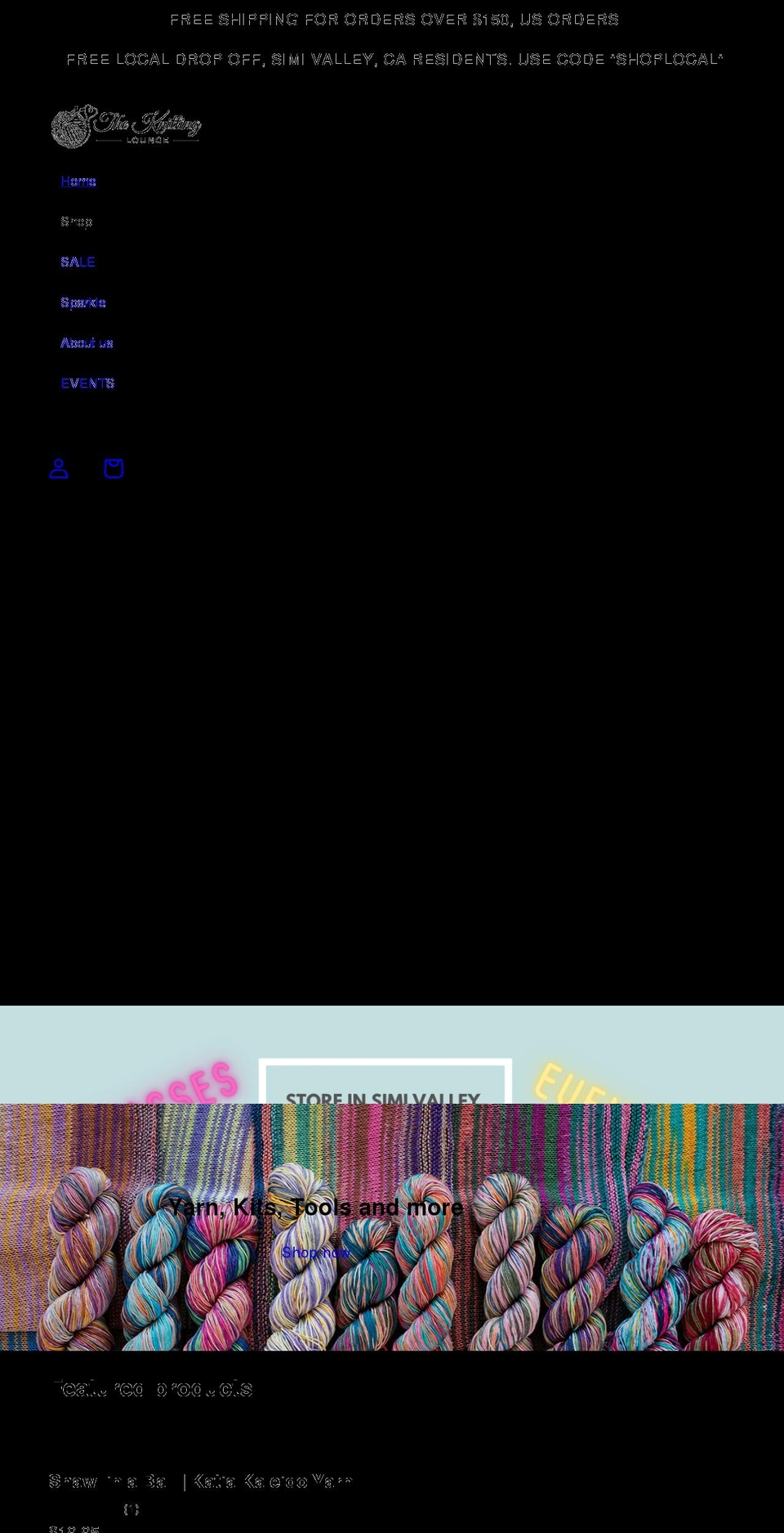 theknittinglounge.com shopify website screenshot