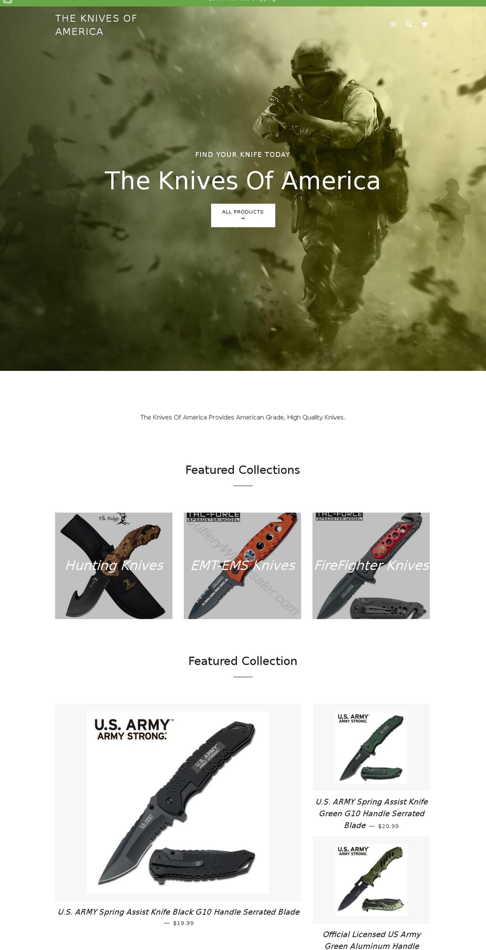 theknivesofamerica.com — Shopify storefront screenshot