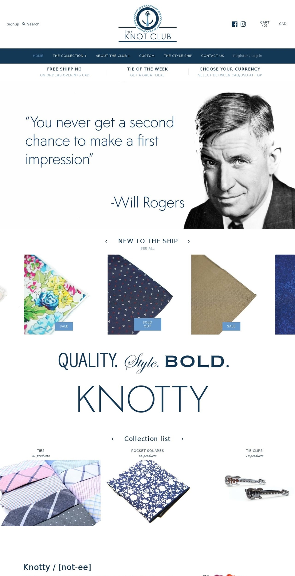 theknotclub.com shopify website screenshot