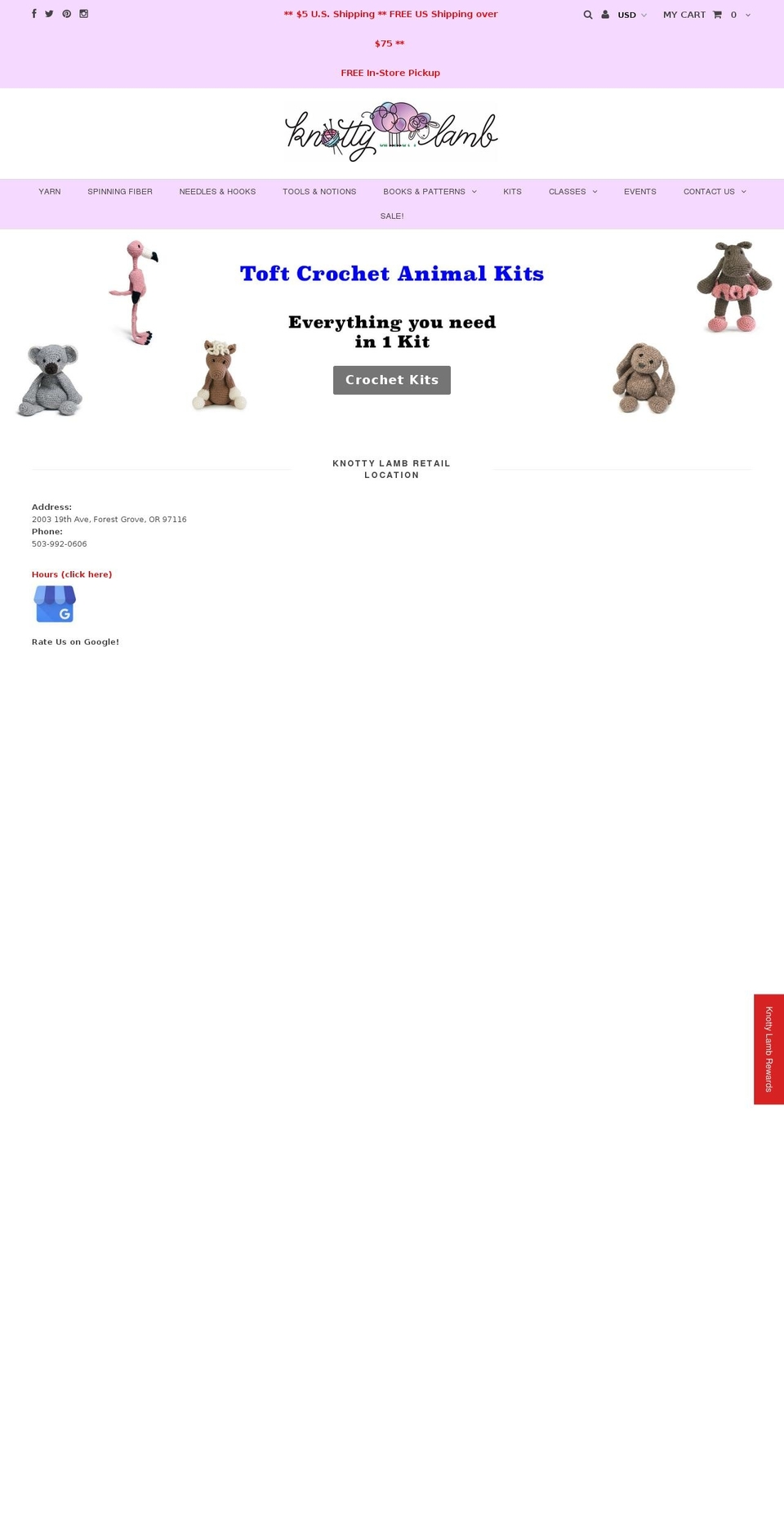 theknottylamb.com shopify website screenshot