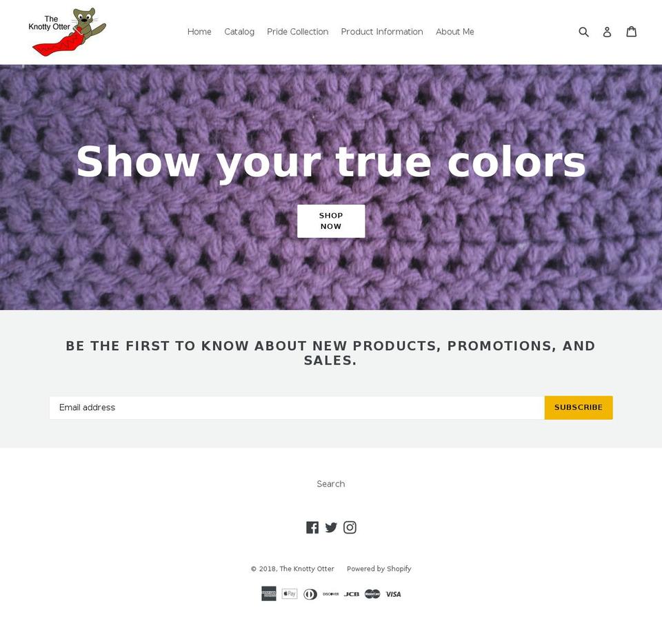 Saffron Shopify theme site example theknottyotter.com