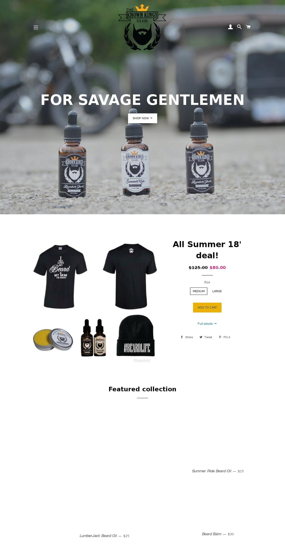 theknownkingsclub.com — Shopify storefront screenshot
