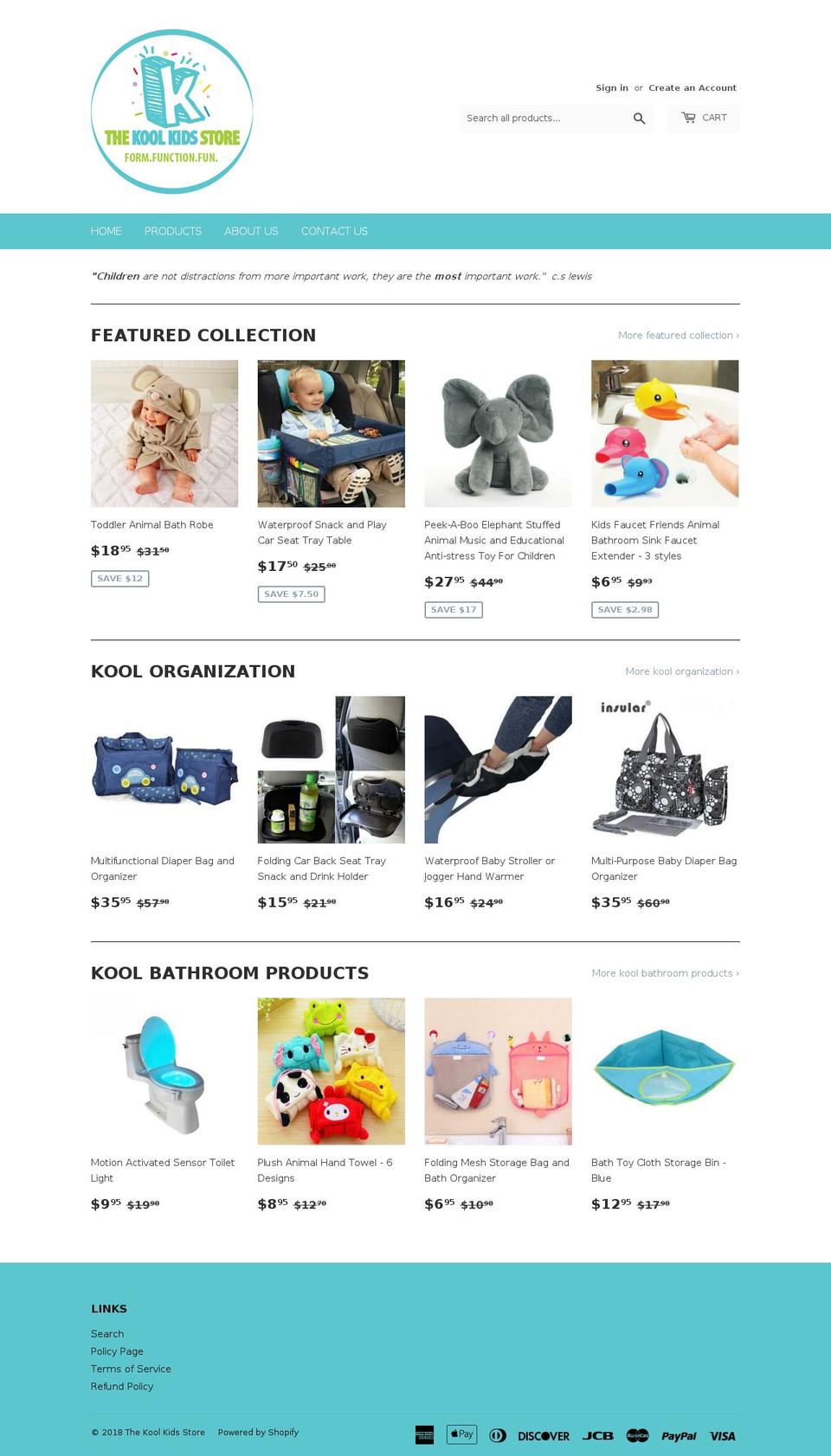 thekoolkidsstore.com — Shopify storefront screenshot