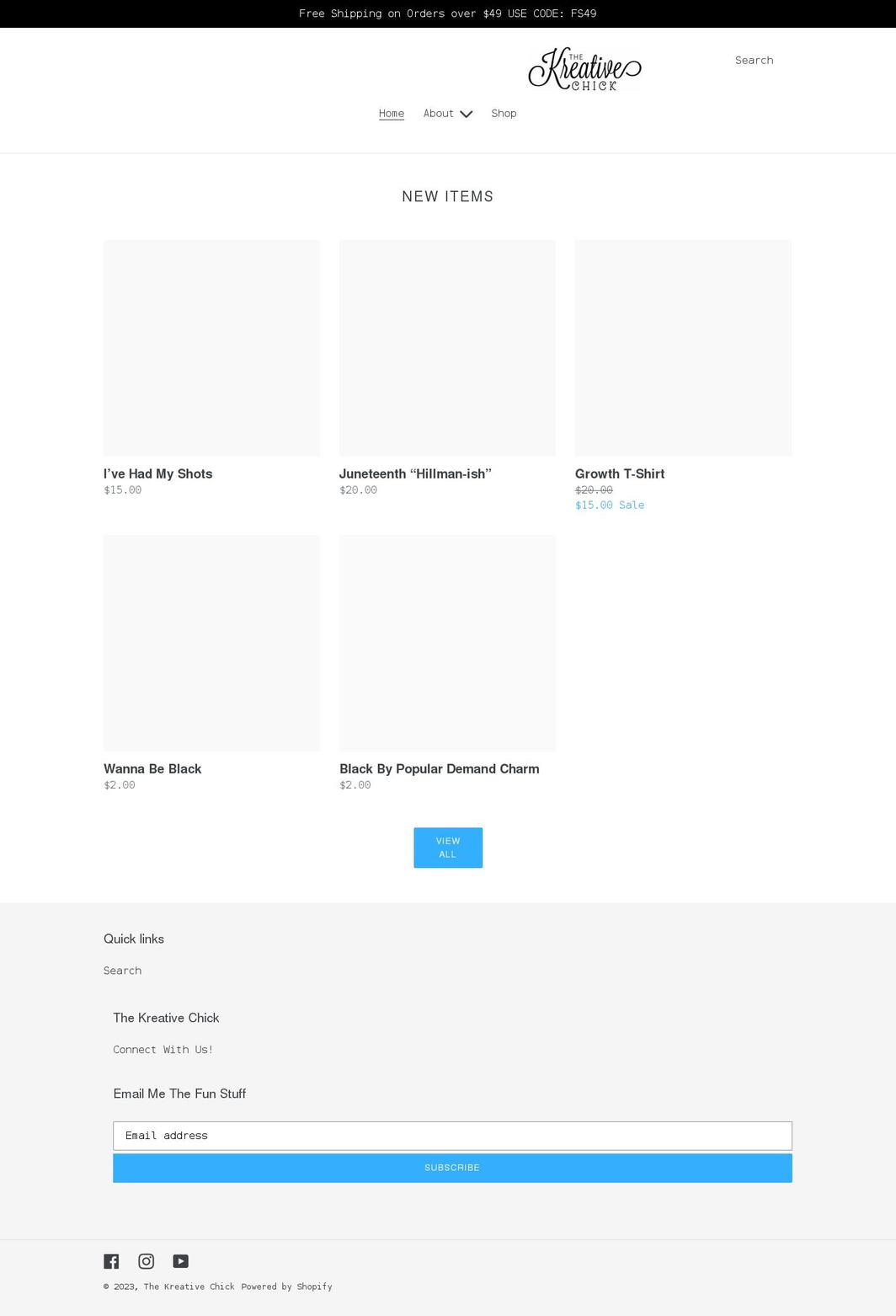 thekreativechick.com shopify website screenshot