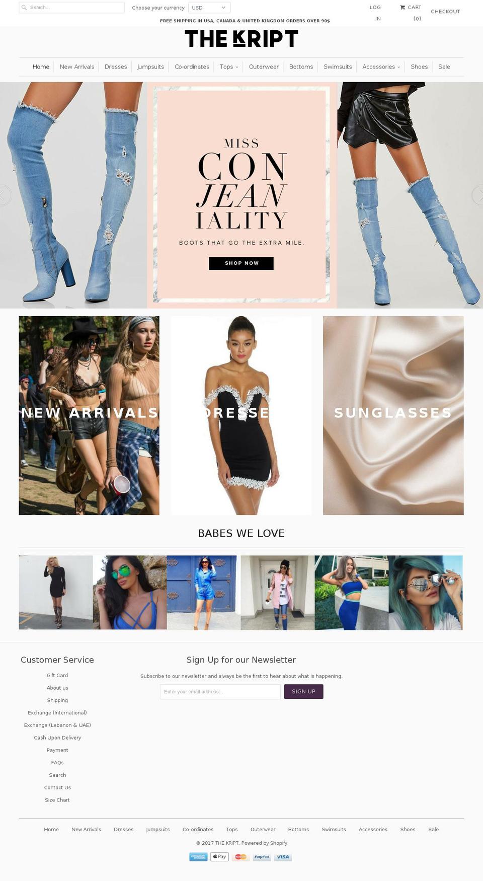 thekriptstore.com shopify website screenshot