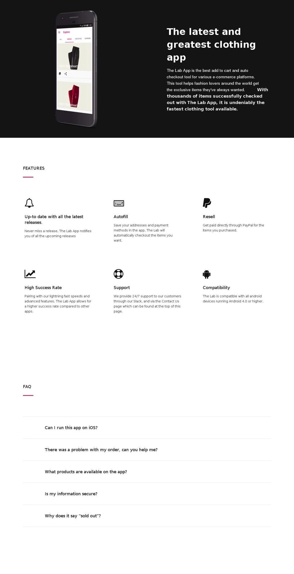 thelabapp.com shopify website screenshot