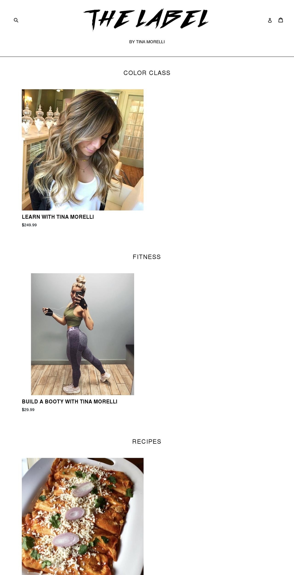 thelabelbytinamorelli.com — Shopify storefront screenshot