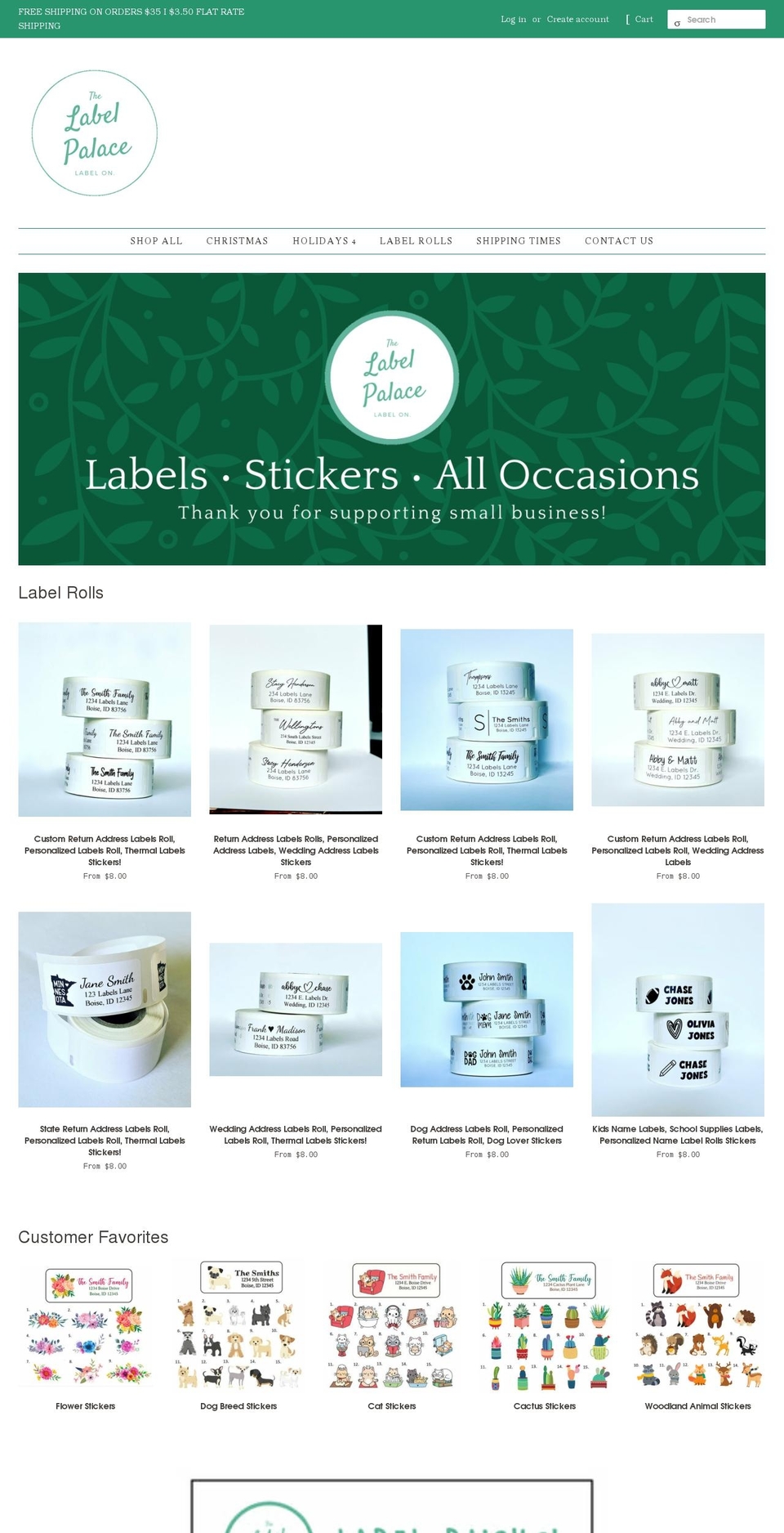thelabelpalace.com shopify website screenshot