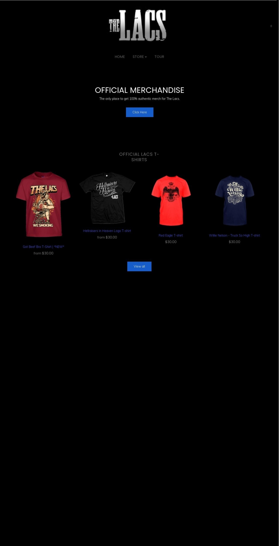 thelacsmerch.com — Shopify storefront screenshot