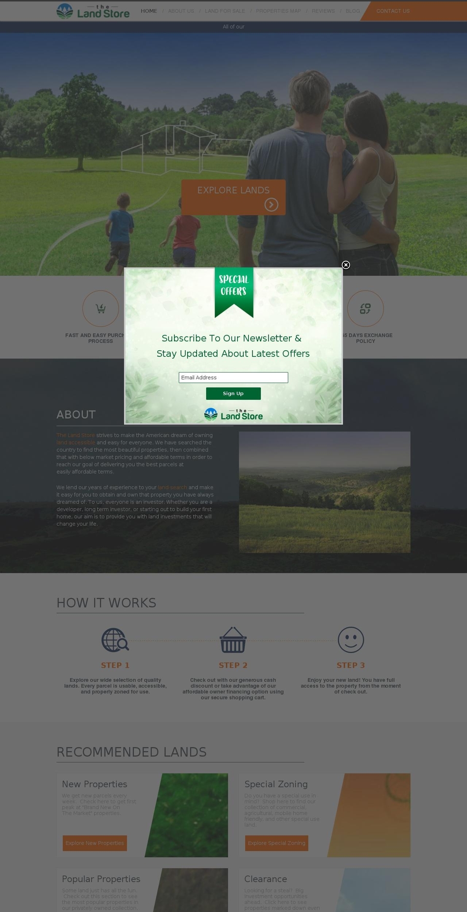 thelandstore.com shopify website screenshot