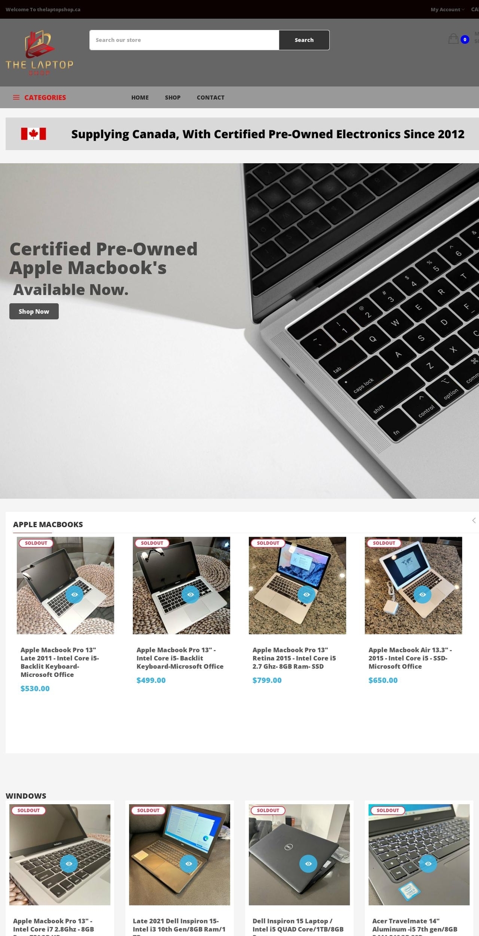 thelaptopshop.ca shopify website screenshot