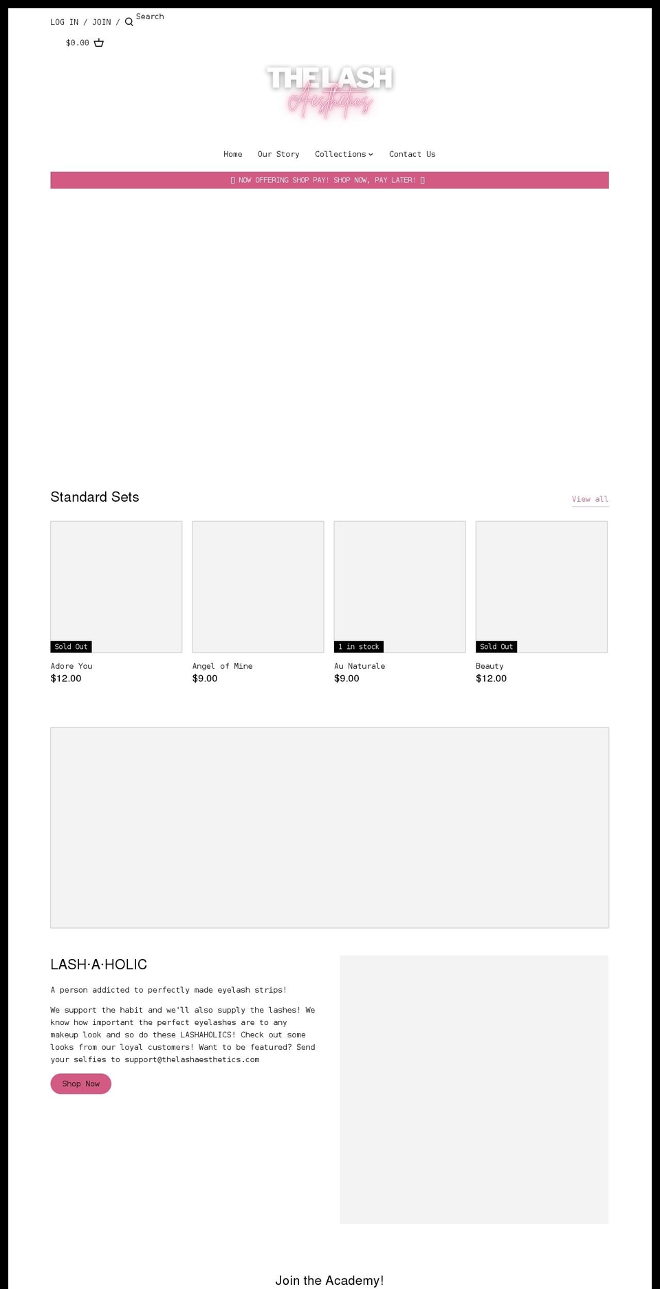 thelashaesthetics.com shopify website screenshot