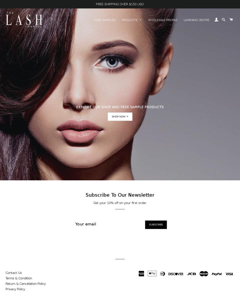 thelashchannel.com — Shopify storefront screenshot