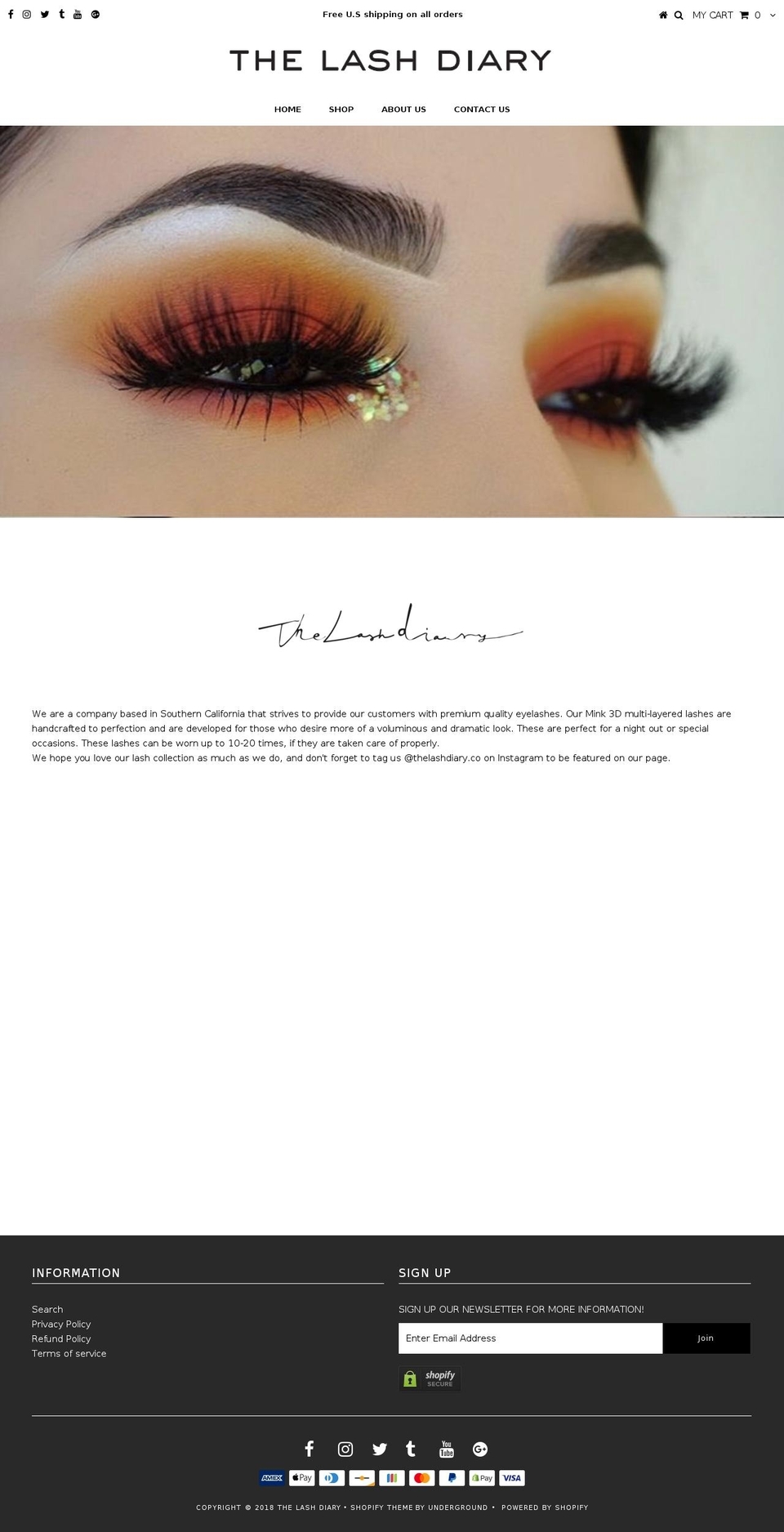 thelashdiary.com — Shopify storefront screenshot
