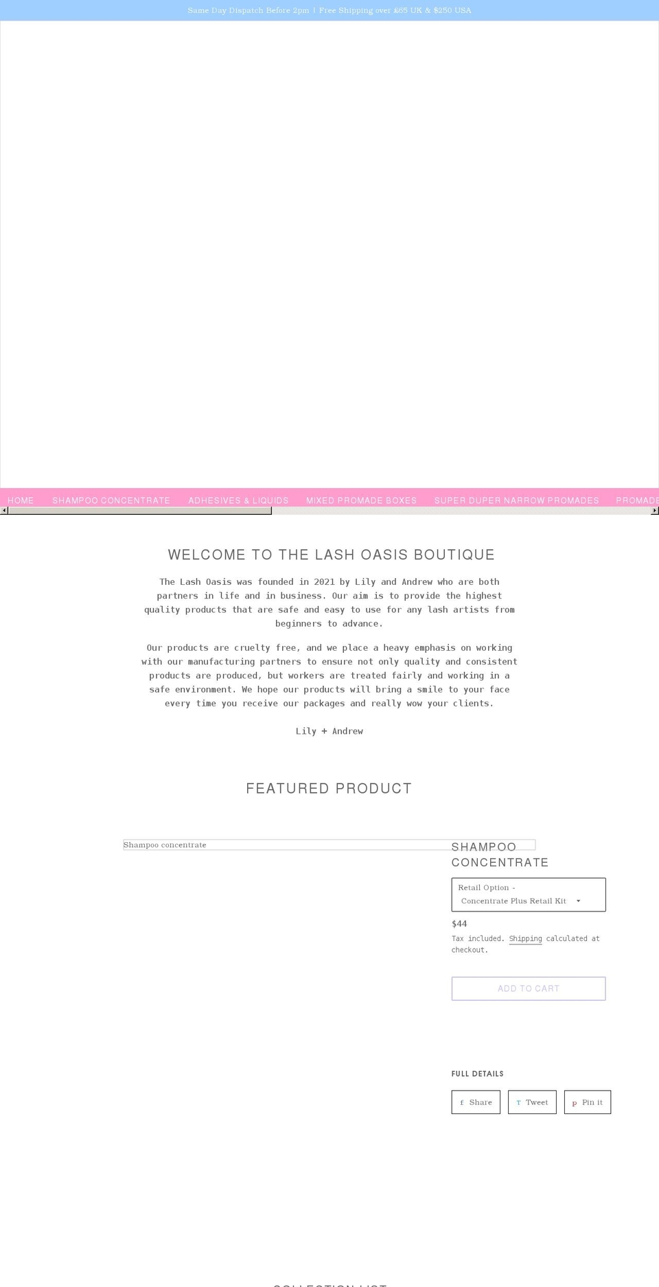 thelashoasis.com shopify website screenshot