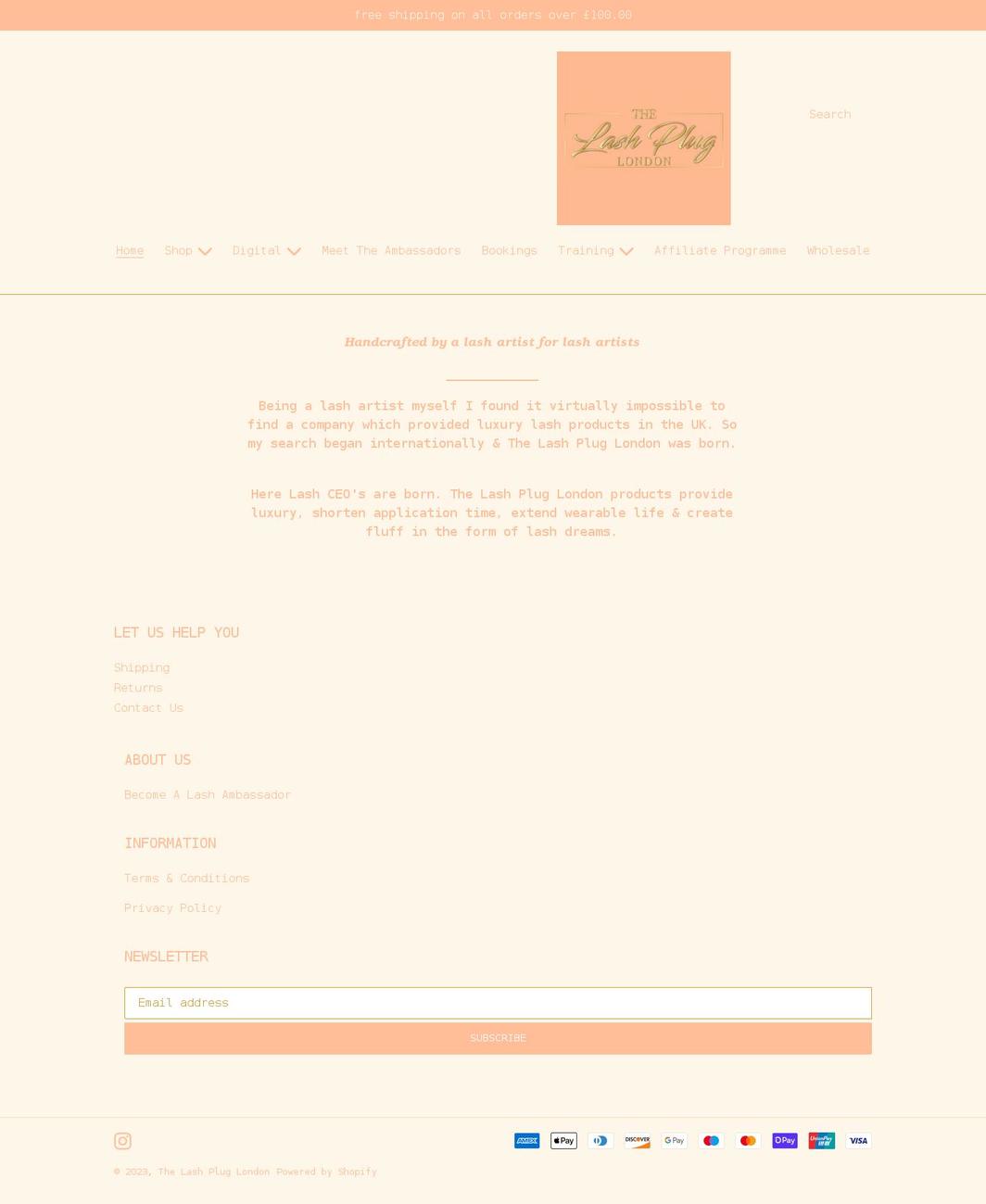 thelashpluglondon.com shopify website screenshot