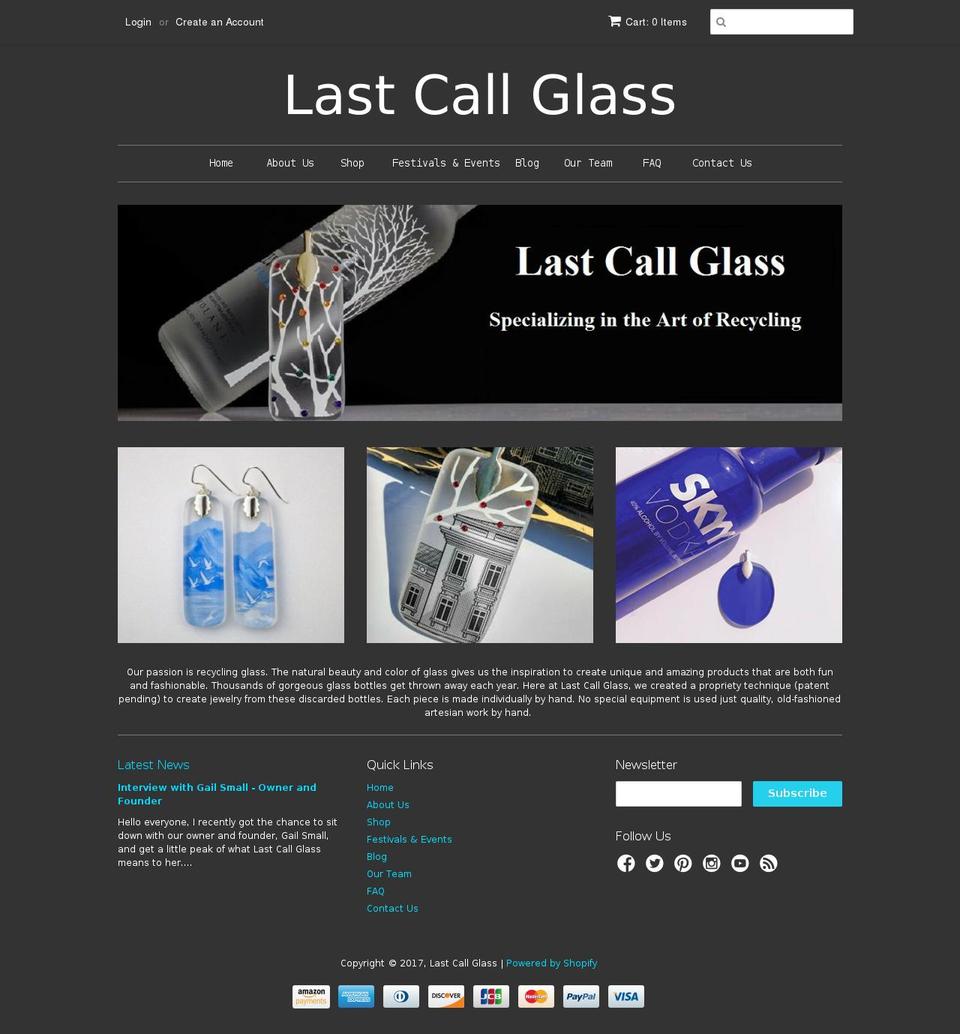 thelastcallglass.com shopify website screenshot