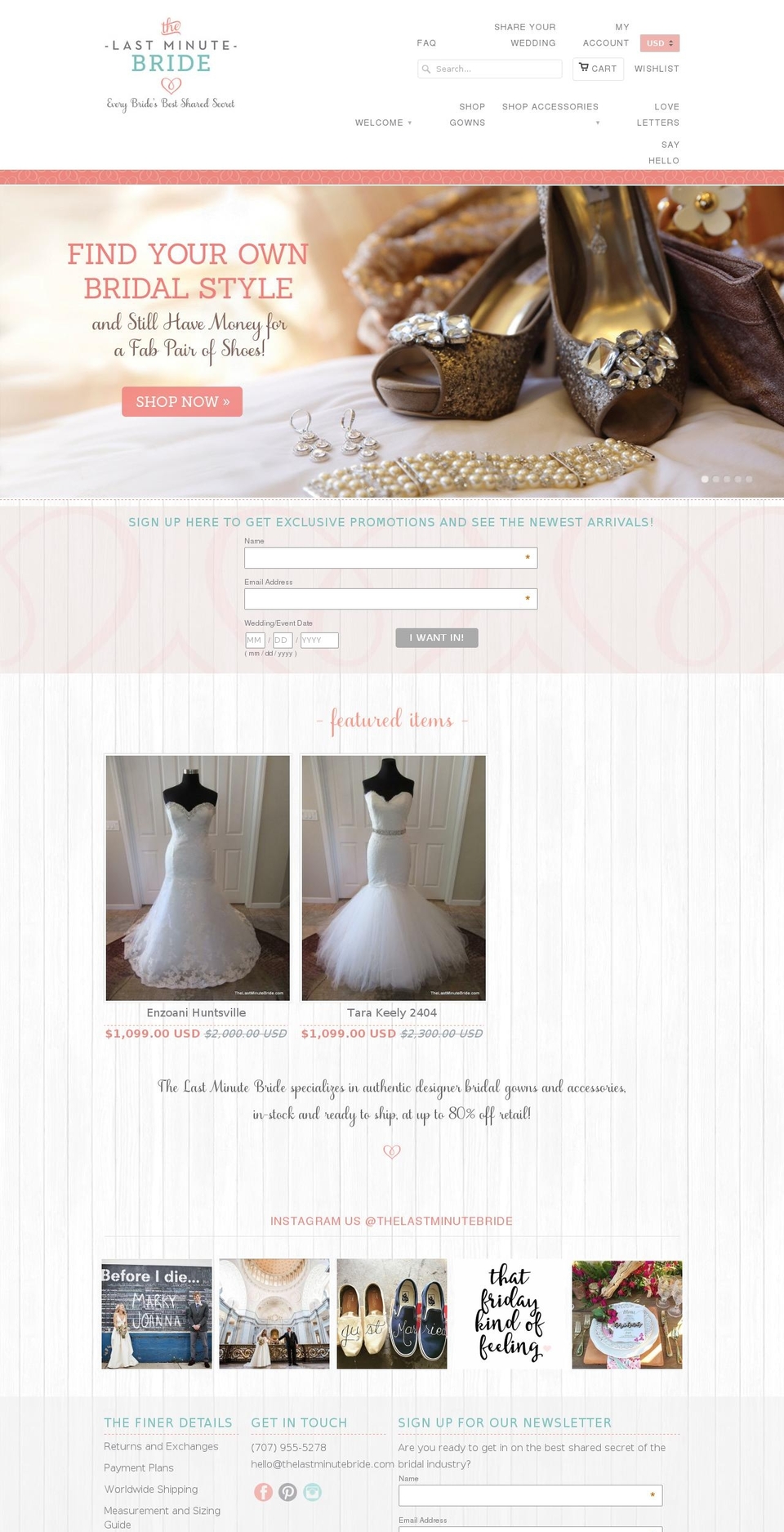 thelastminutebride.biz shopify website screenshot