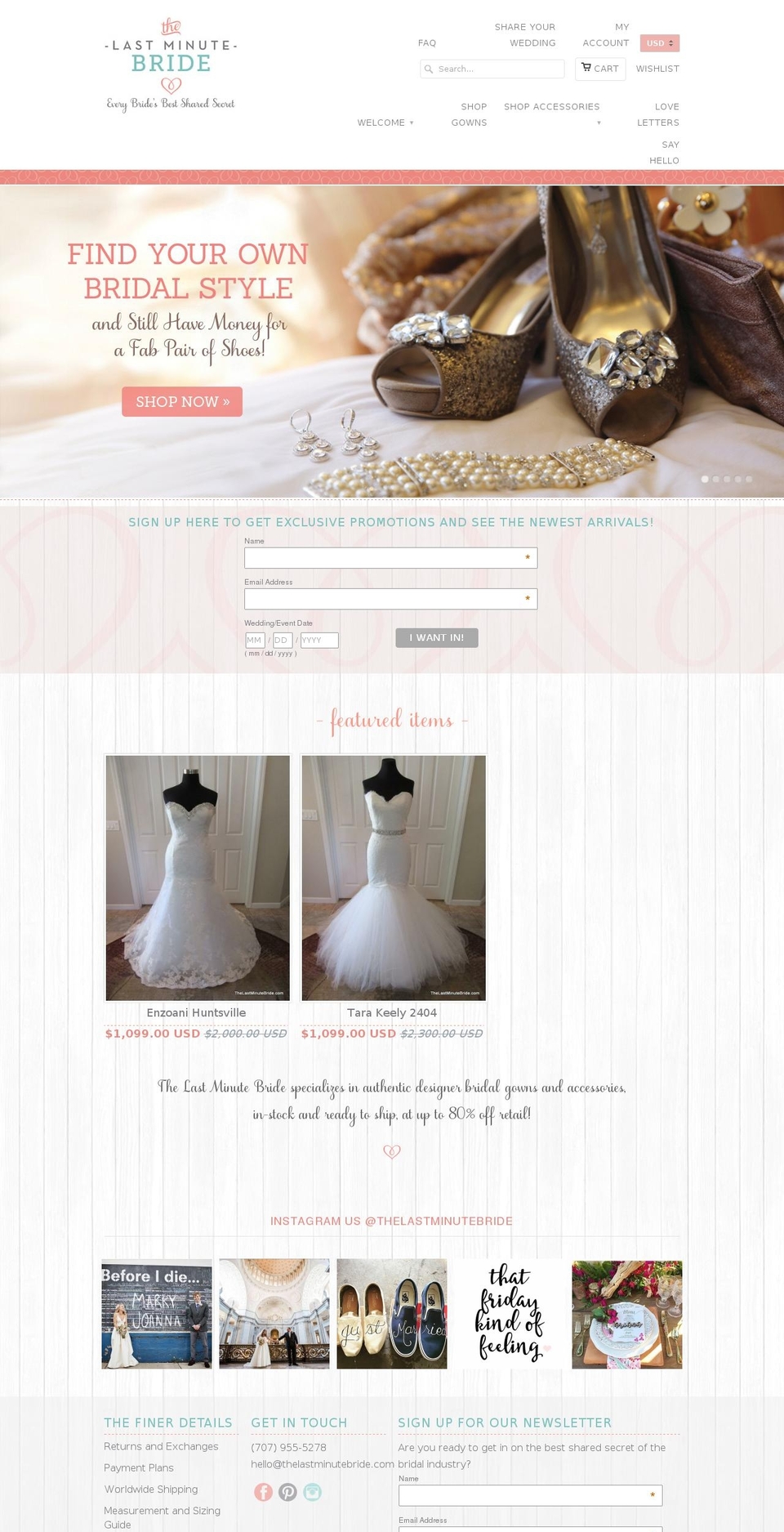 thelastminutebride.com shopify website screenshot