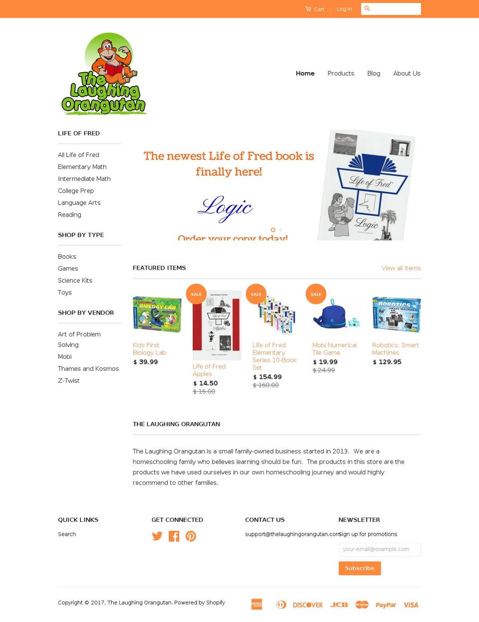 thelaughingorangutan.com shopify website screenshot