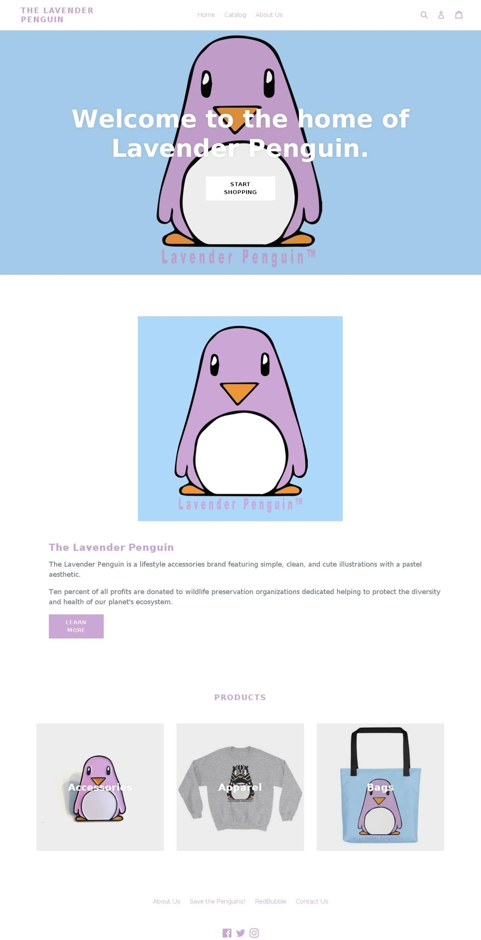 thelavenderpenguin.com — Shopify storefront screenshot