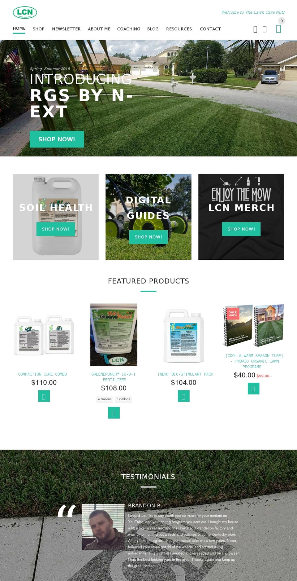 thelawncarenut.com shopify website screenshot