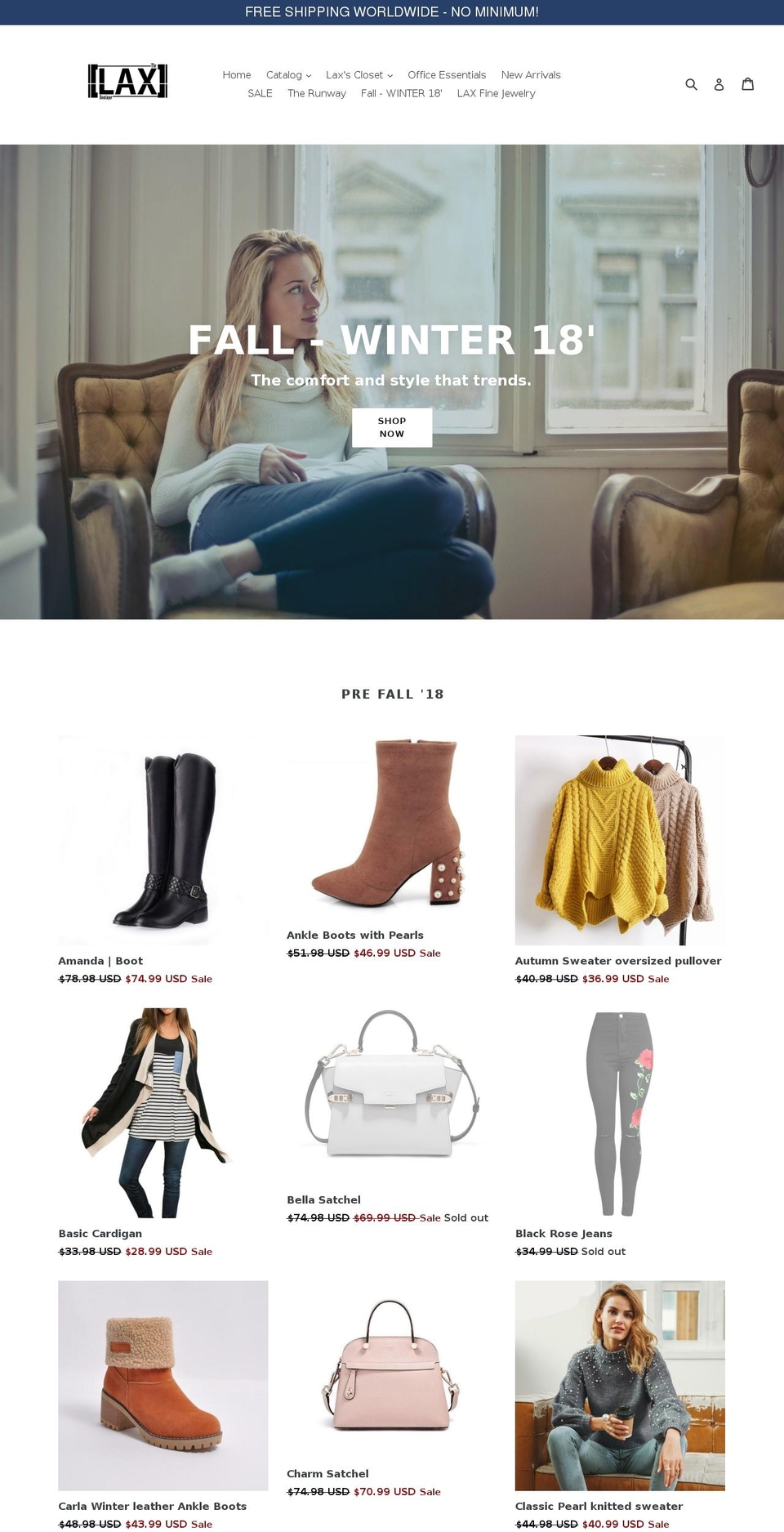 thelaxboutique.com — Shopify storefront screenshot