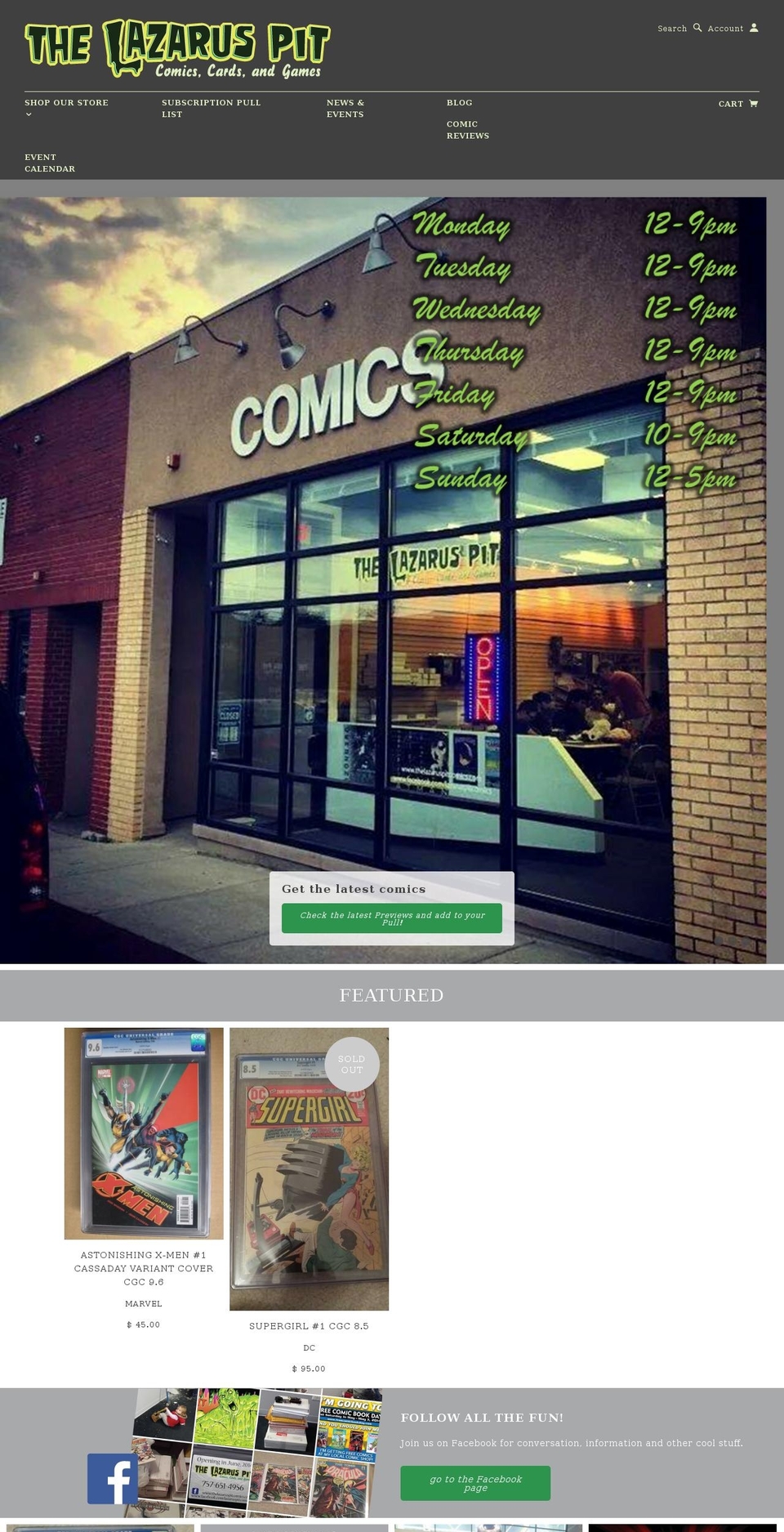 thelazaruspitcomics.net shopify website screenshot