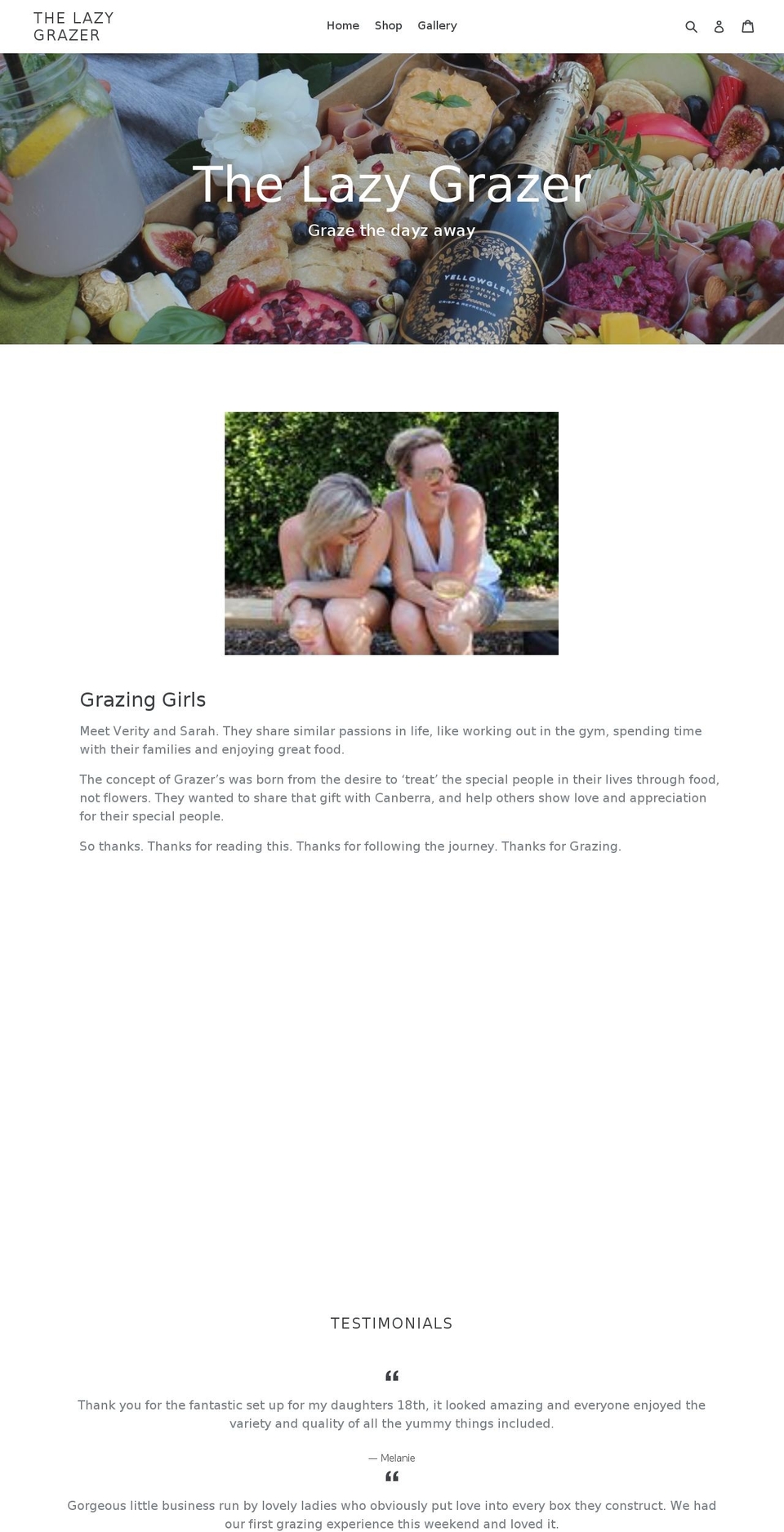 thelazygrazer.com — Shopify storefront screenshot
