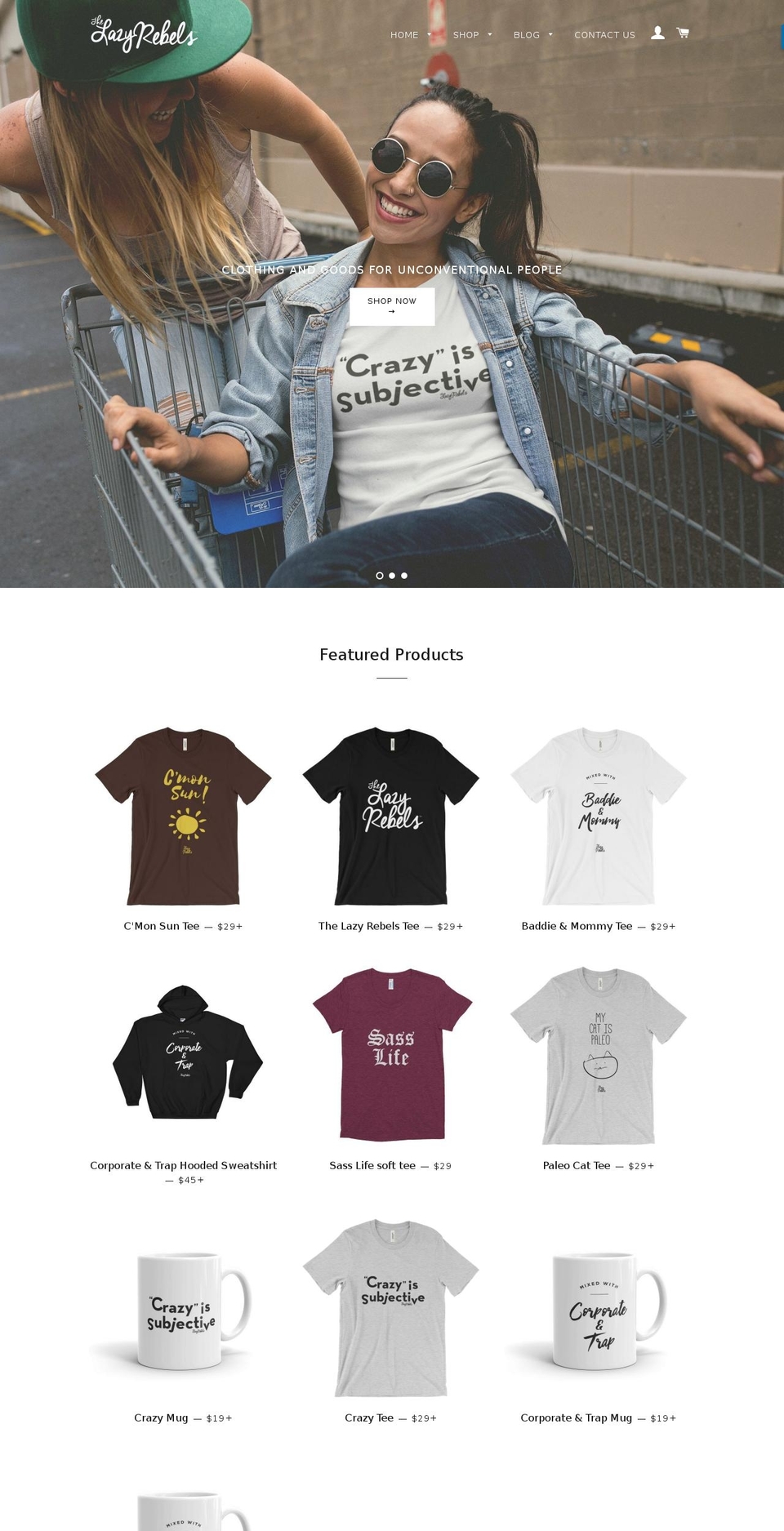 thelazyrebels.com shopify website screenshot