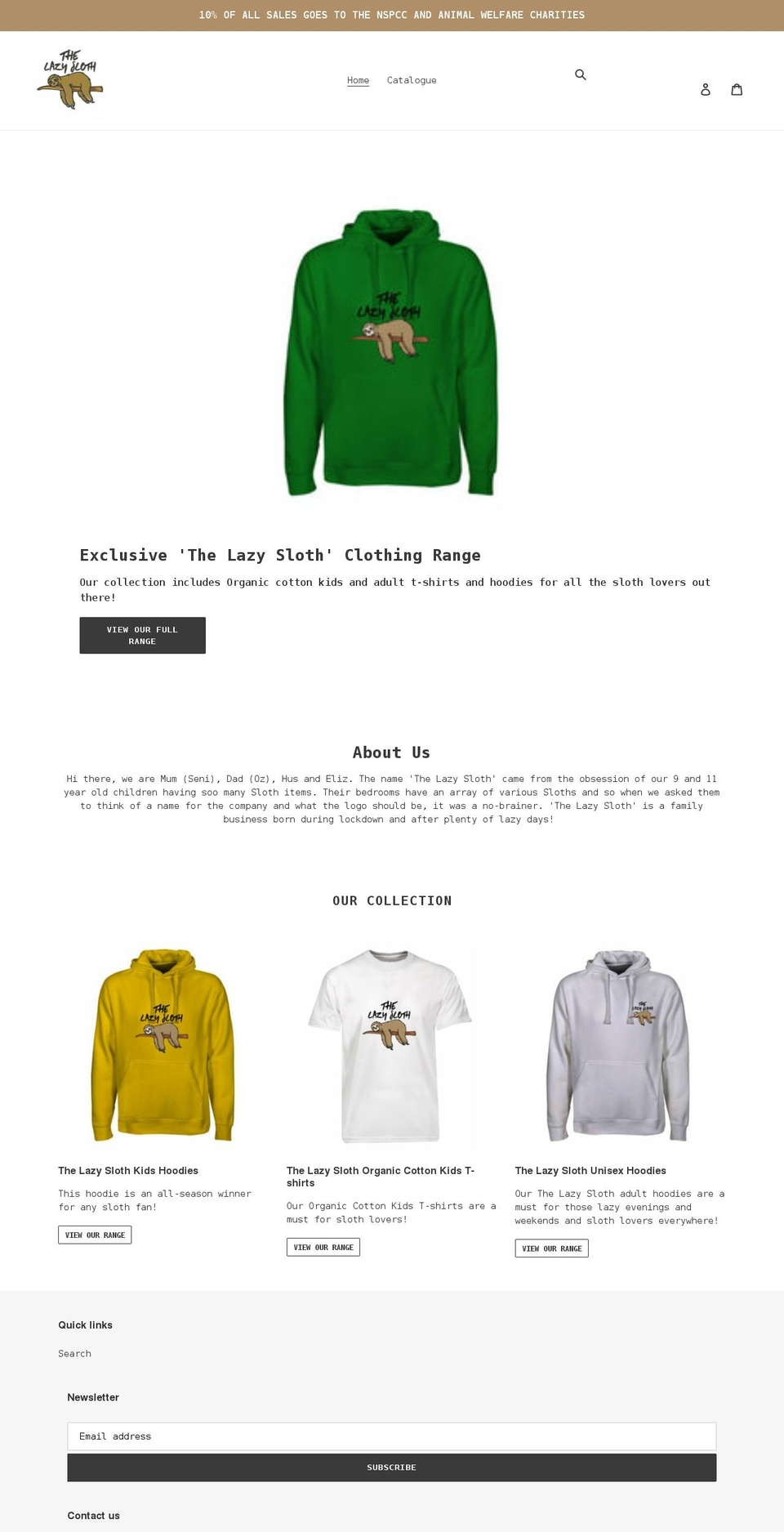 thelazysloth.com shopify website screenshot