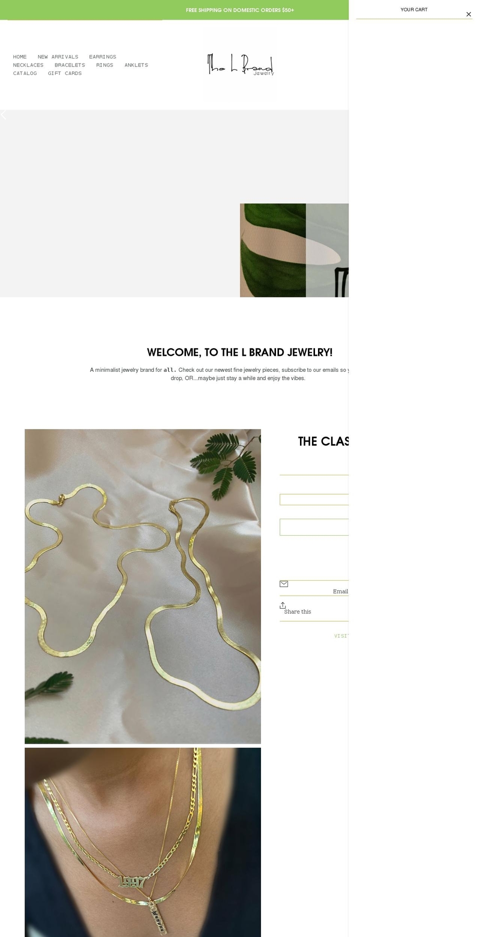 thelbrandjewelry.com shopify website screenshot
