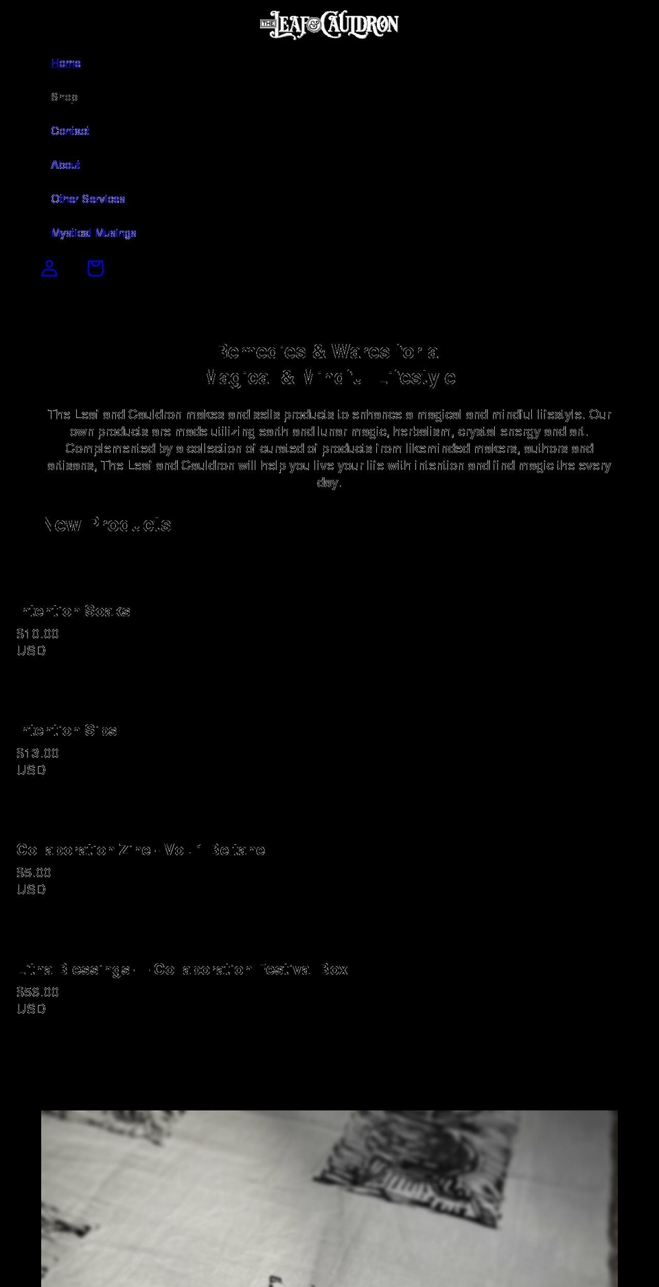 theleafandcauldron.com shopify website screenshot