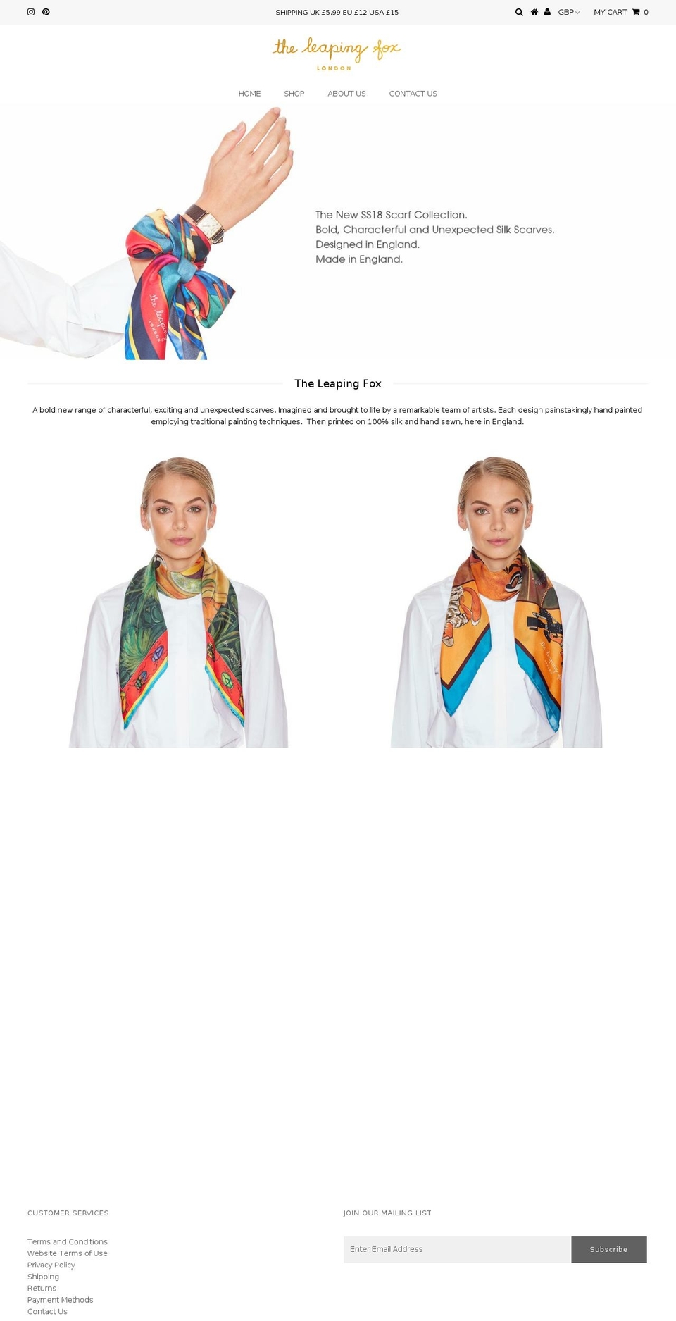 theleapingfox.com — Shopify storefront screenshot